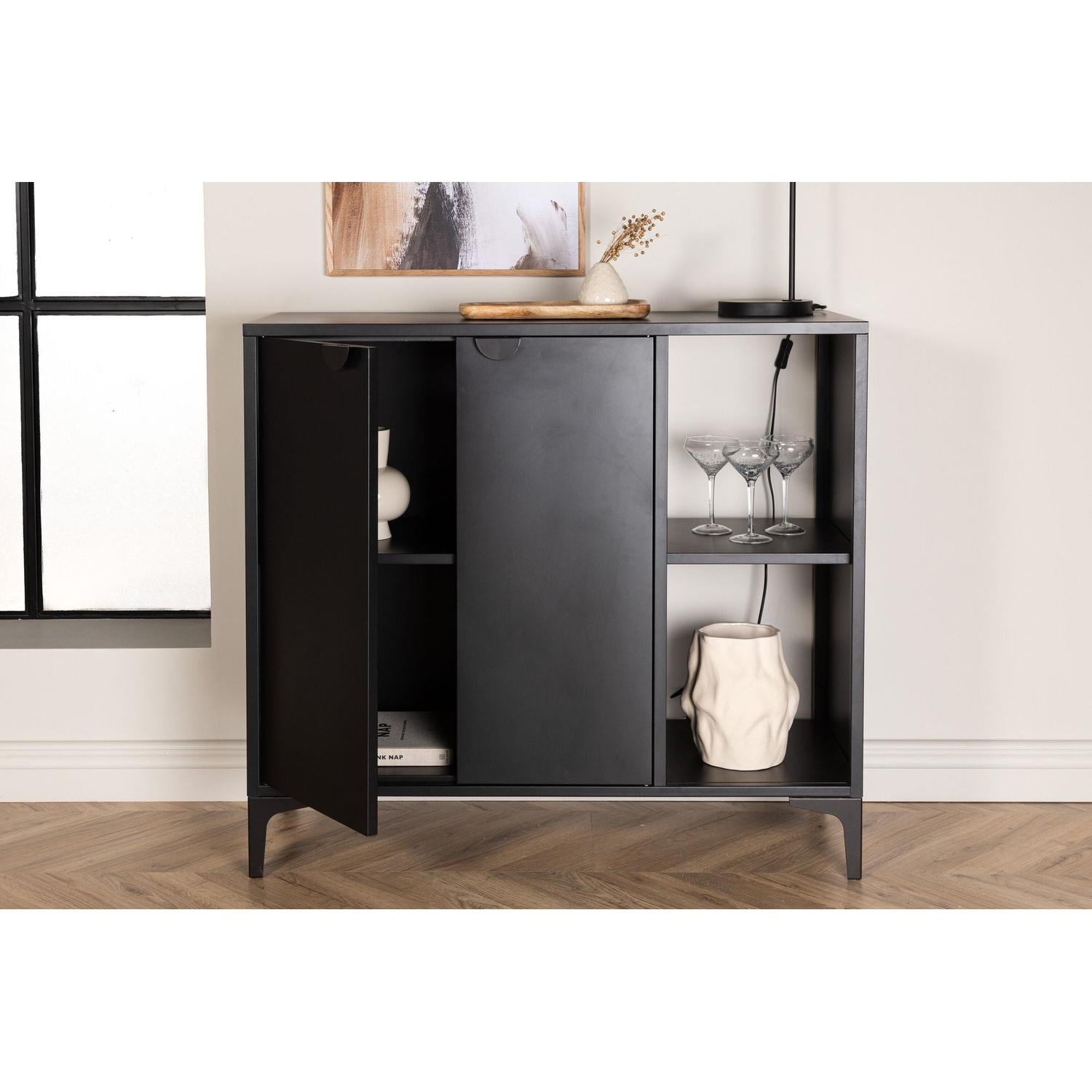 Sideboard Piring 110cm - Schwarz-Sideboards-Venture Home-le canapé
