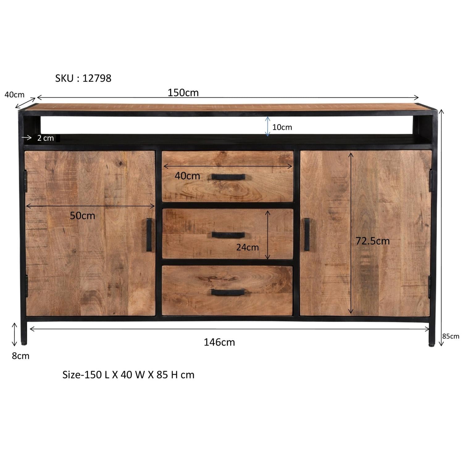 Sideboard Sturdy 150*40cm - Hellbraun-Sideboards-Livingfurn-le canapé