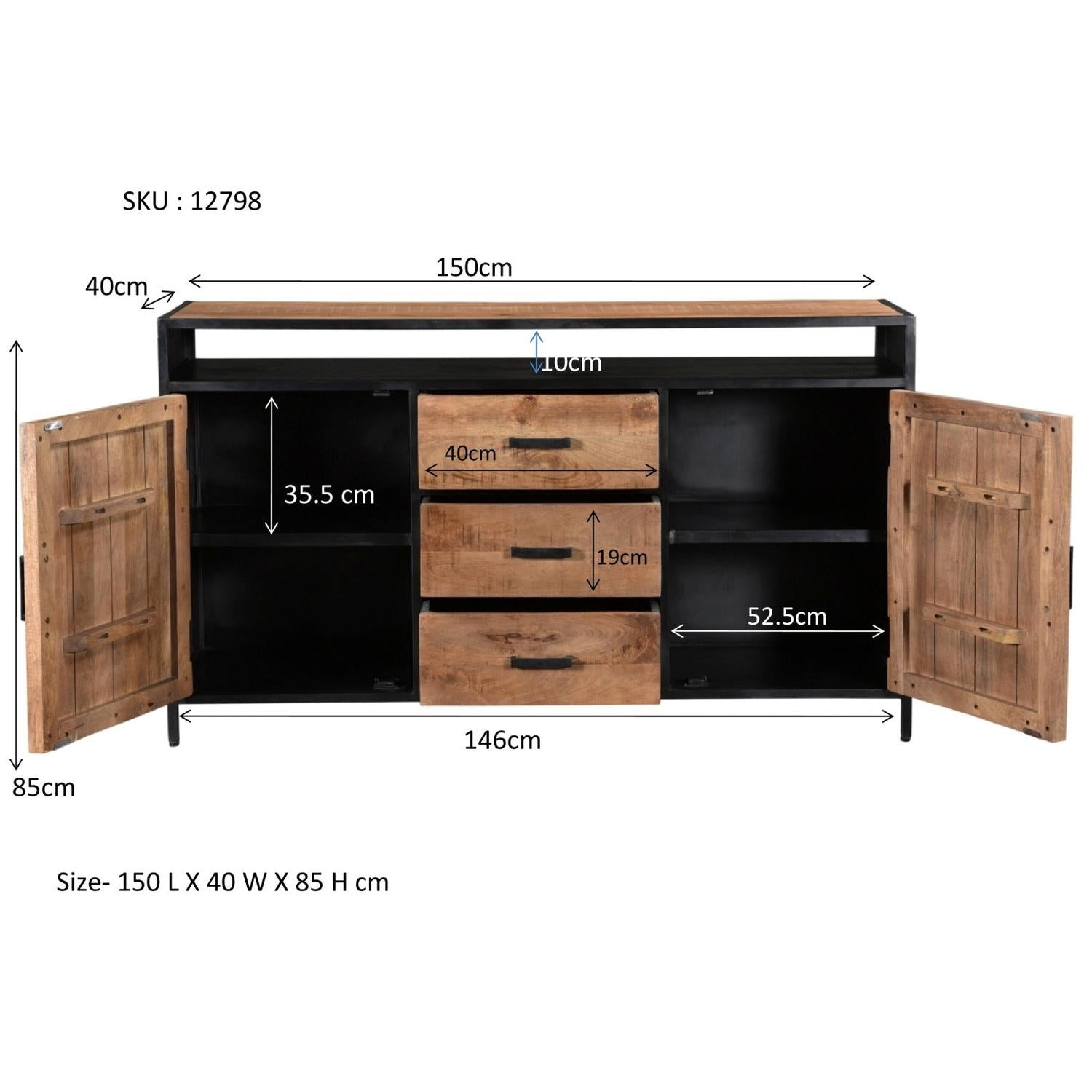 Sideboard Sturdy 150*40cm - Hellbraun-Sideboards-Livingfurn-le canapé