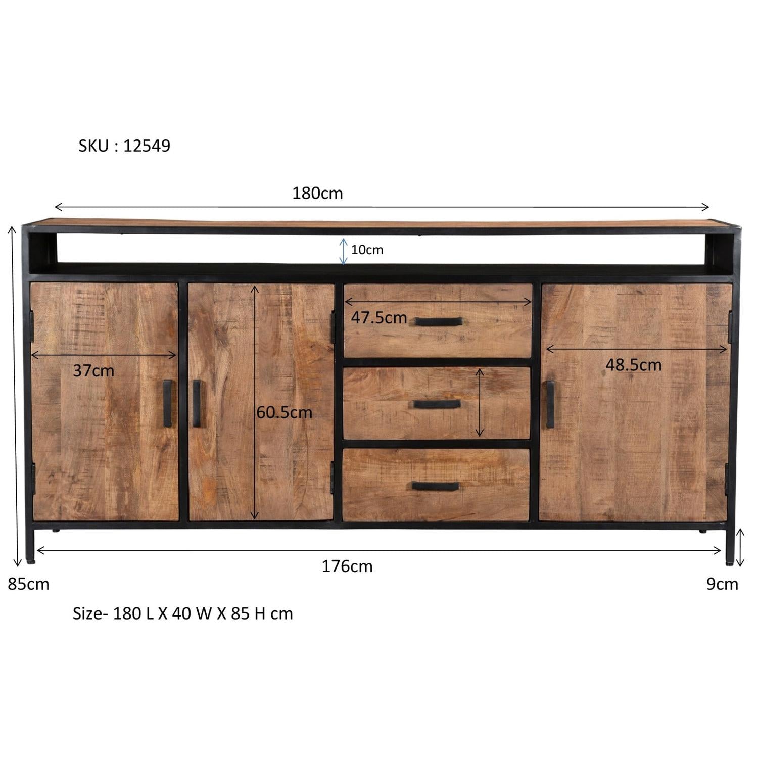 Sideboard Sturdy 180*40cm - Hellbraun-Sideboards-Livingfurn-le canapé