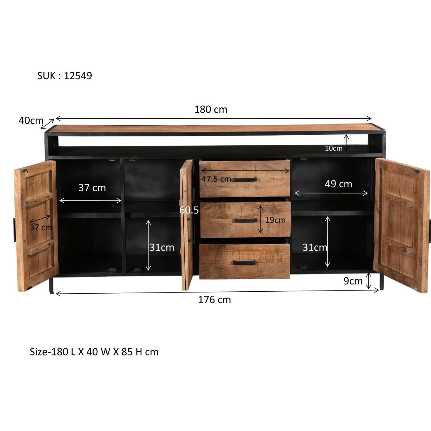 Sideboard Sturdy 180*40cm - Hellbraun-Sideboards-Livingfurn-le canapé