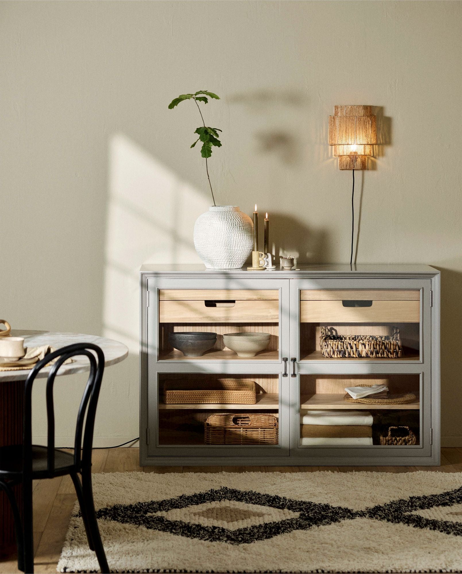 Sideboard Viva aus Gmelina Holz mit 2 Türen - Grau-Sideboards-Nordal A/S-le canapé