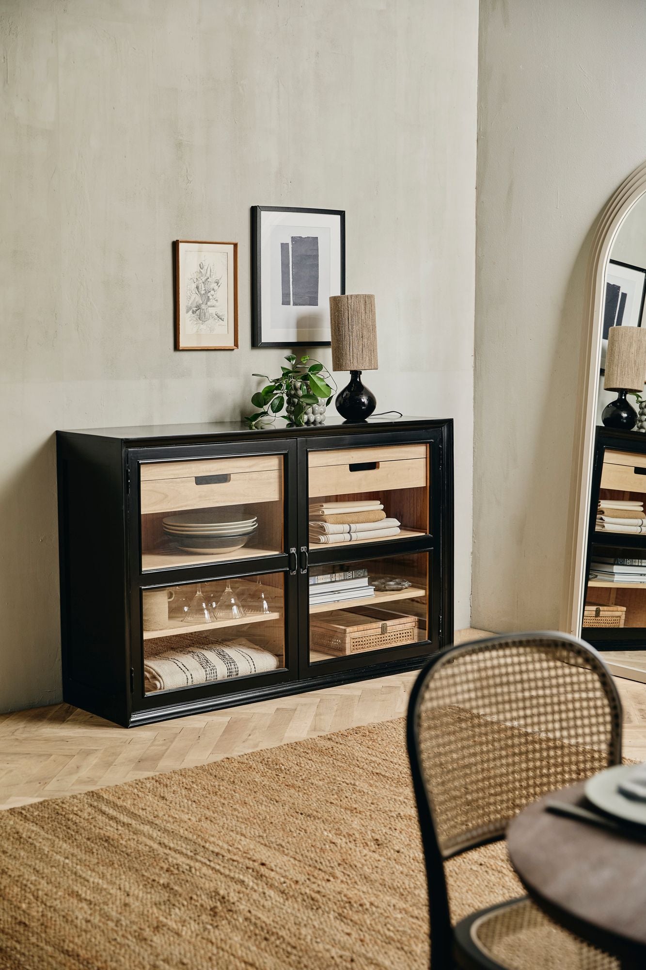 Sideboard Viva aus Gmelina Holz mit 2 Türen - Schwarz-Sideboards-Nordal A/S-le canapé