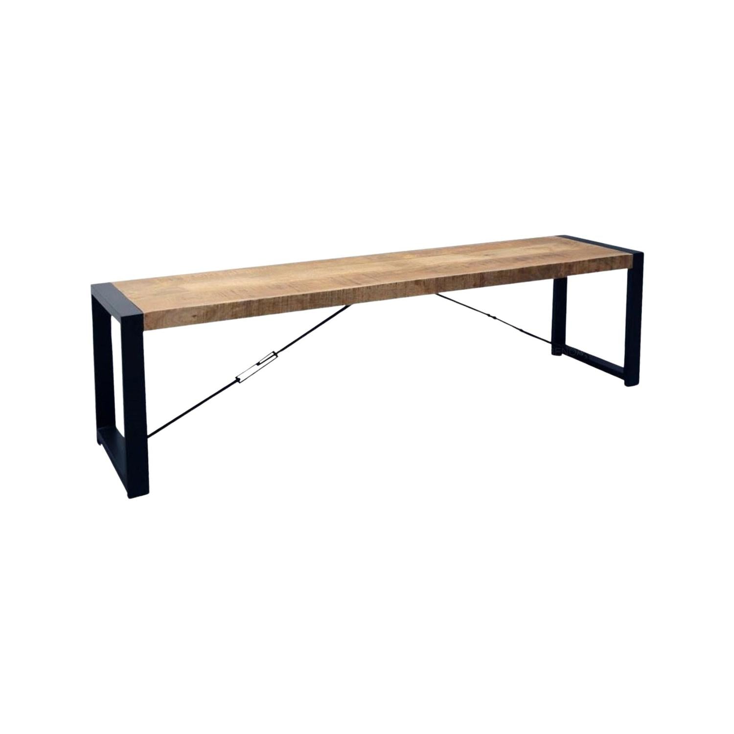 Sitzbank Britt aus Mangoholz 180cm mit Stahlrahmen - Hellbraun-Bänke-Benoa-le canapé