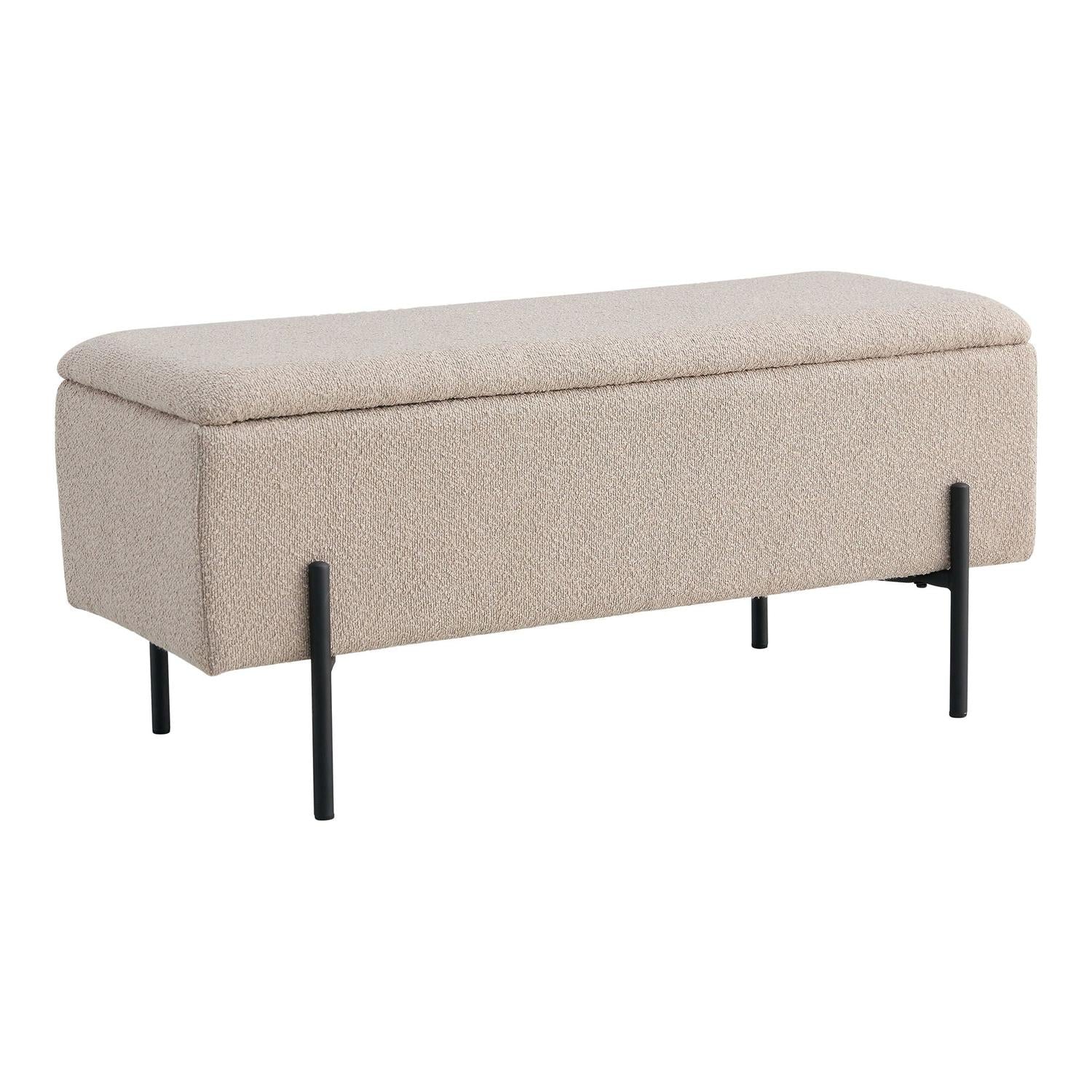 Sitzbank Watford mit Stauraum aus Bouclé 95cm - Beige-Bänke-House Nordic-le canapé