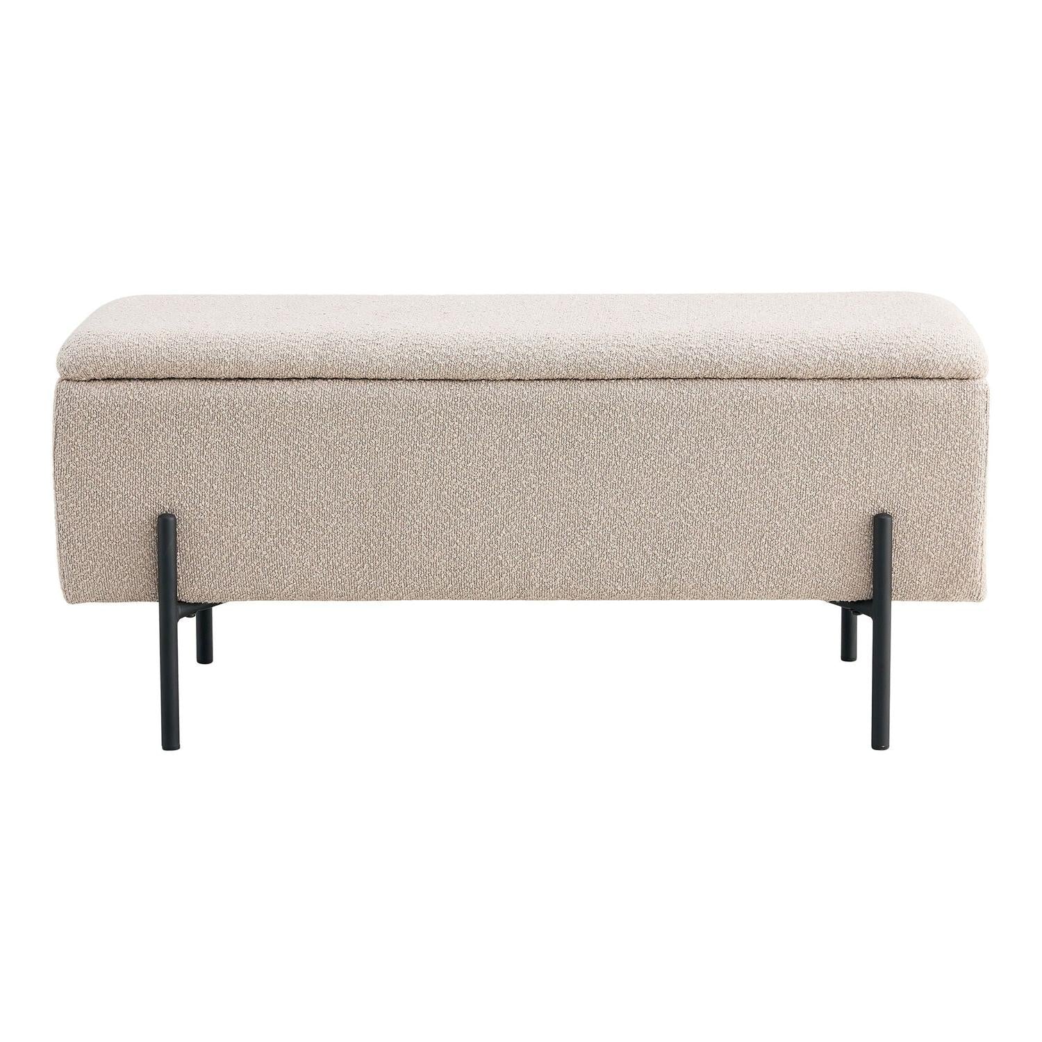 Sitzbank Watford mit Stauraum aus Bouclé 95cm - Beige-Bänke-House Nordic-le canapé