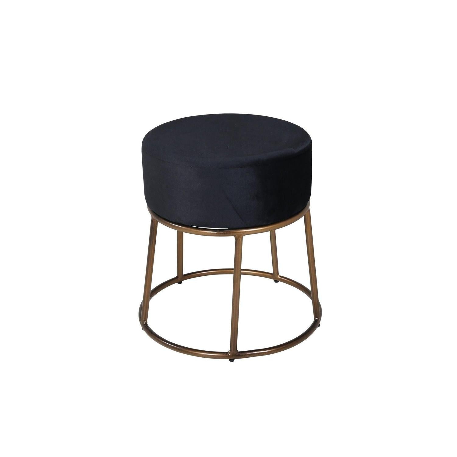 Sitzhocker Pouf Petra aus Samt - Schwarz / KupferHocker