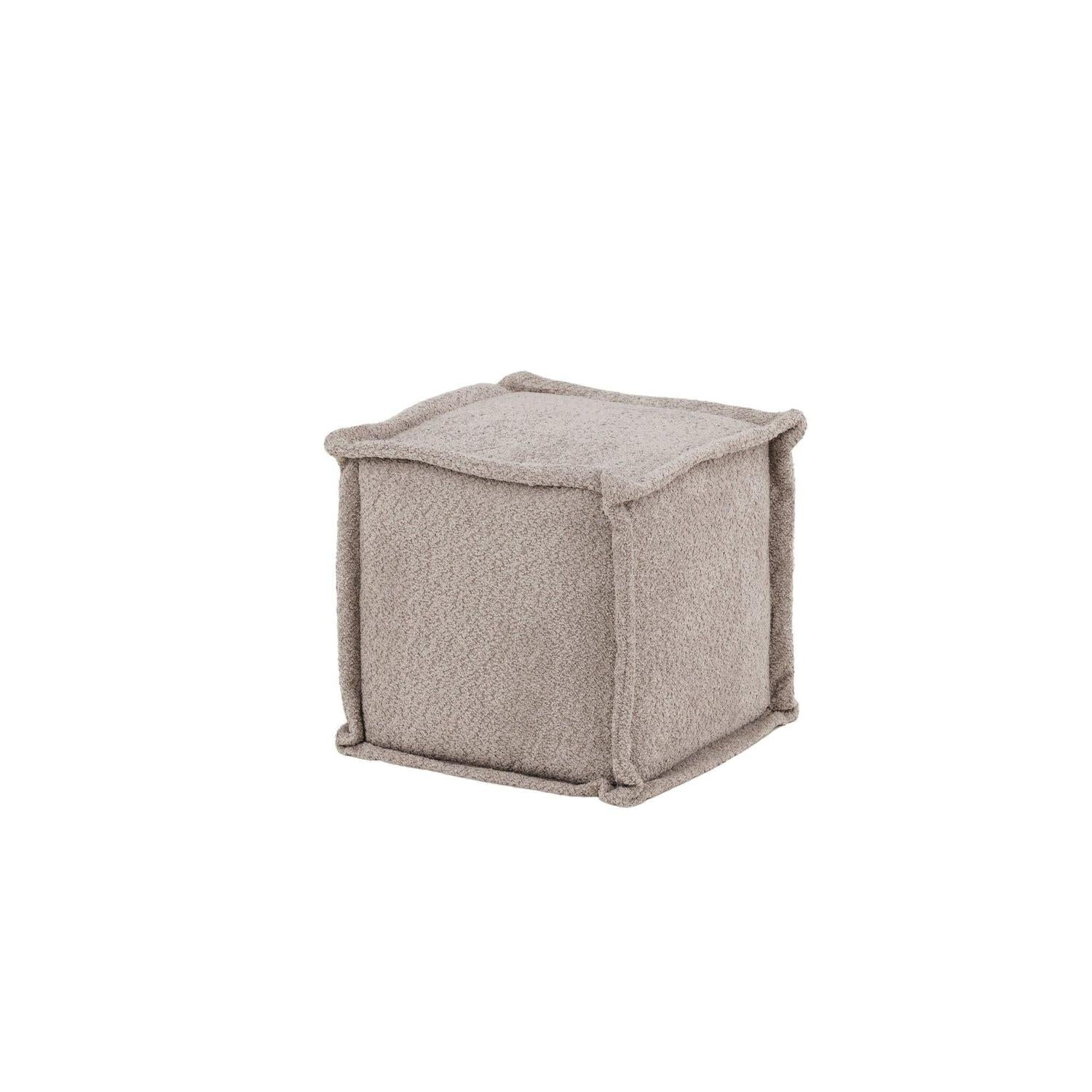 Sitzpouf Hocker Castine aus Teddy-Stoff / Bouclé - Hellgrau-Pouf-Venture Home-le canapé