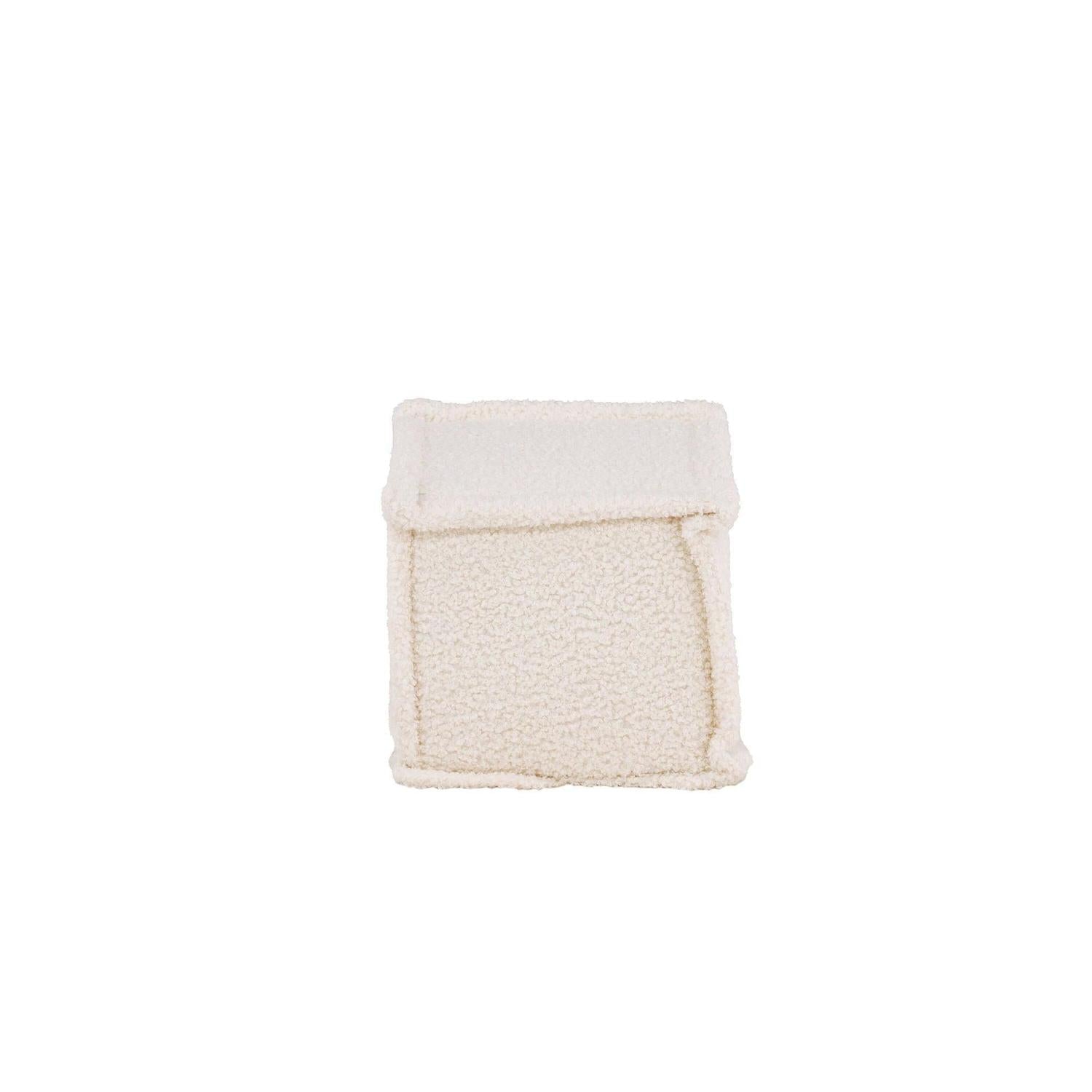 Sitzpouf Hocker Castine aus Teddy - Stoff / Bouclé - WeißPouf