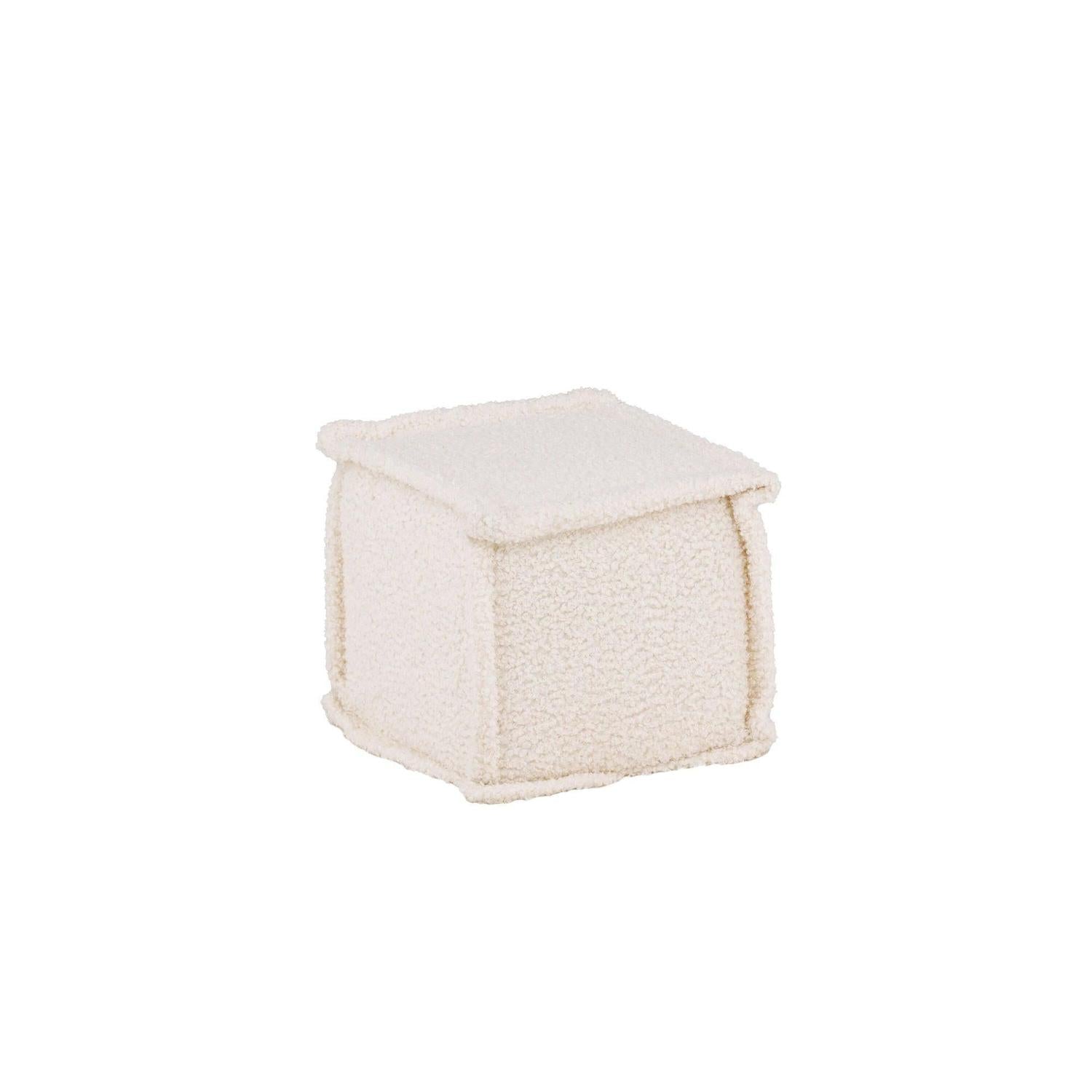 Sitzpouf Hocker Castine aus Teddy - Stoff / Bouclé - WeißPouf