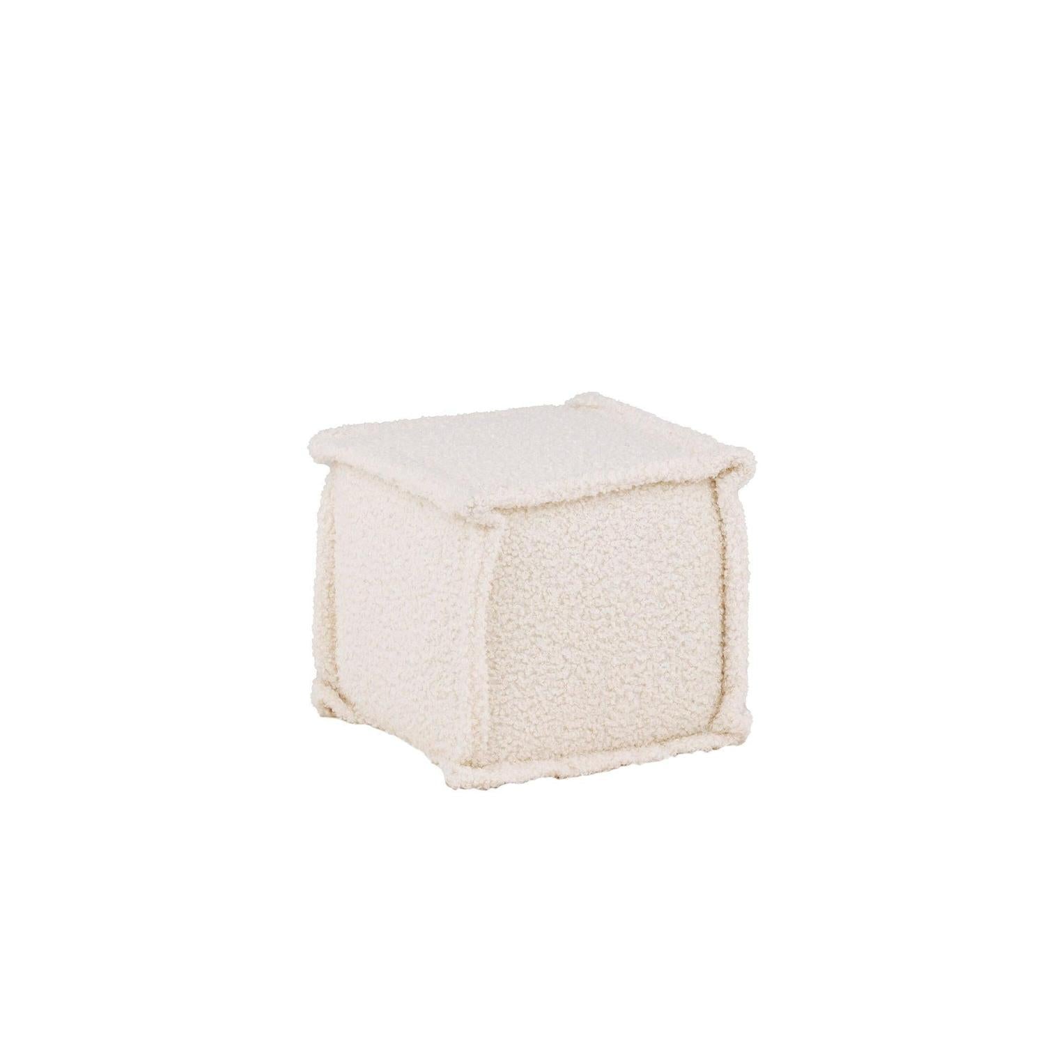 Sitzpouf Hocker Castine aus Teddy - Stoff / Bouclé - WeißPouf