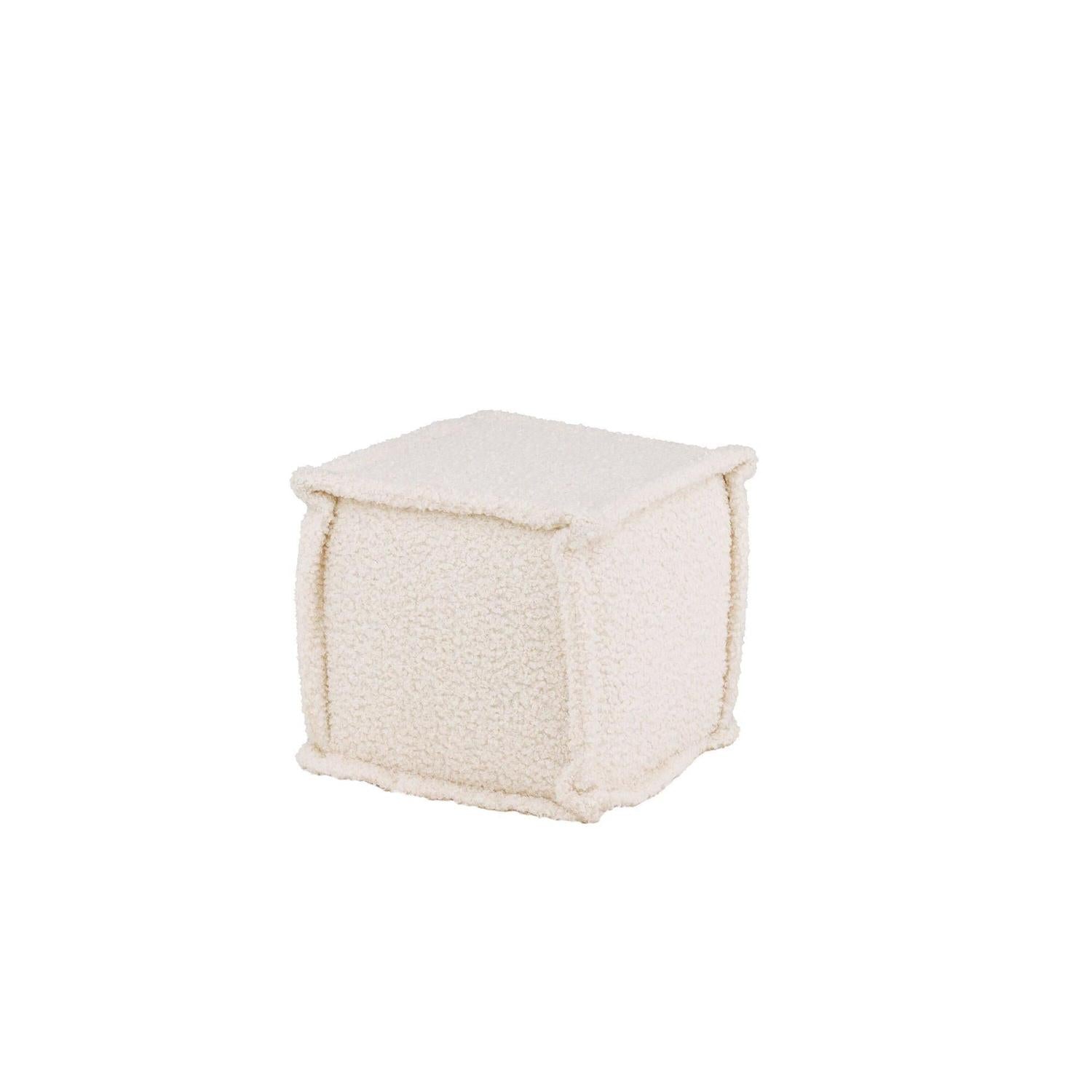 Sitzpouf Hocker Castine aus Teddy - Stoff / Bouclé - WeißPouf