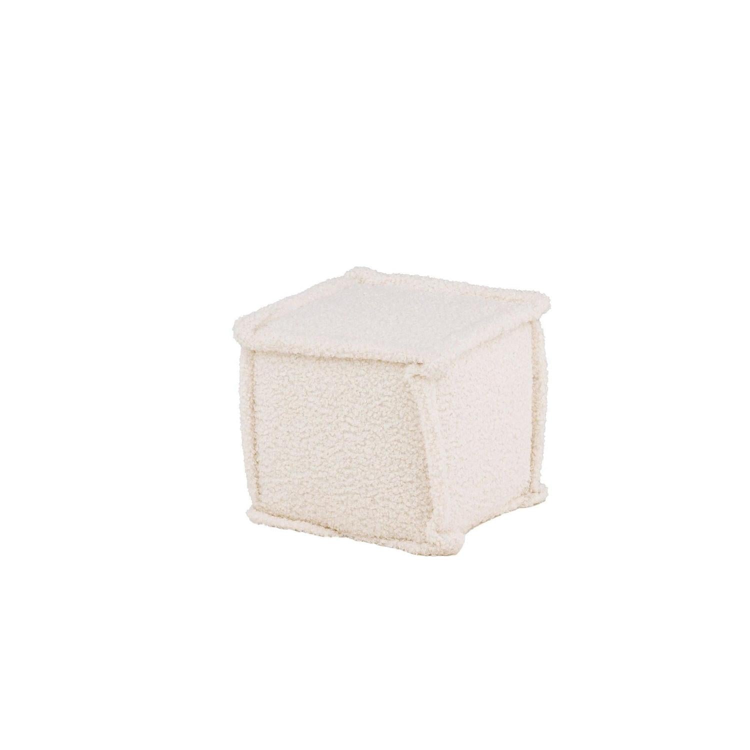 Sitzpouf Hocker Castine aus Teddy - Stoff / Bouclé - WeißPouf