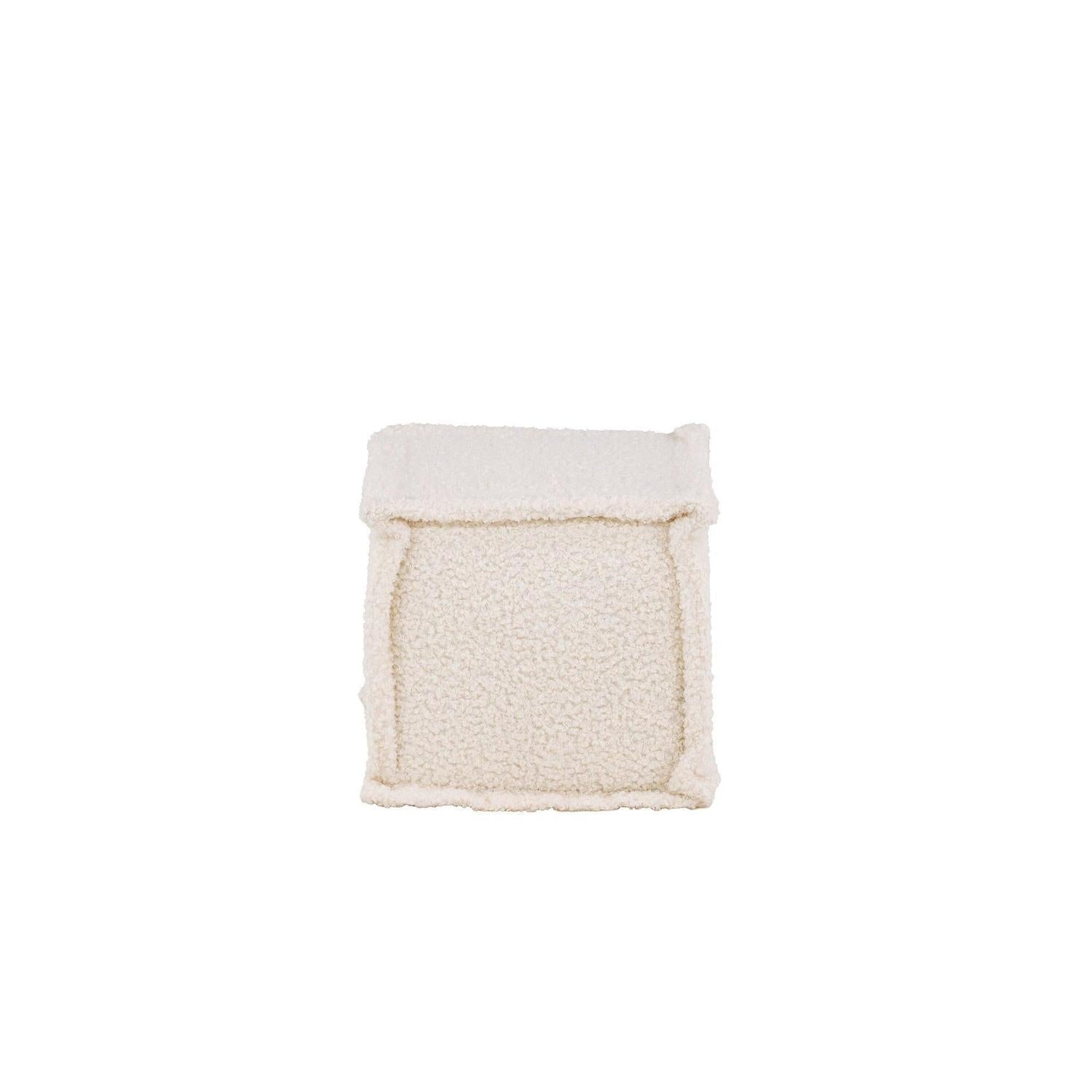 Sitzpouf Hocker Castine aus Teddy - Stoff / Bouclé - WeißPouf