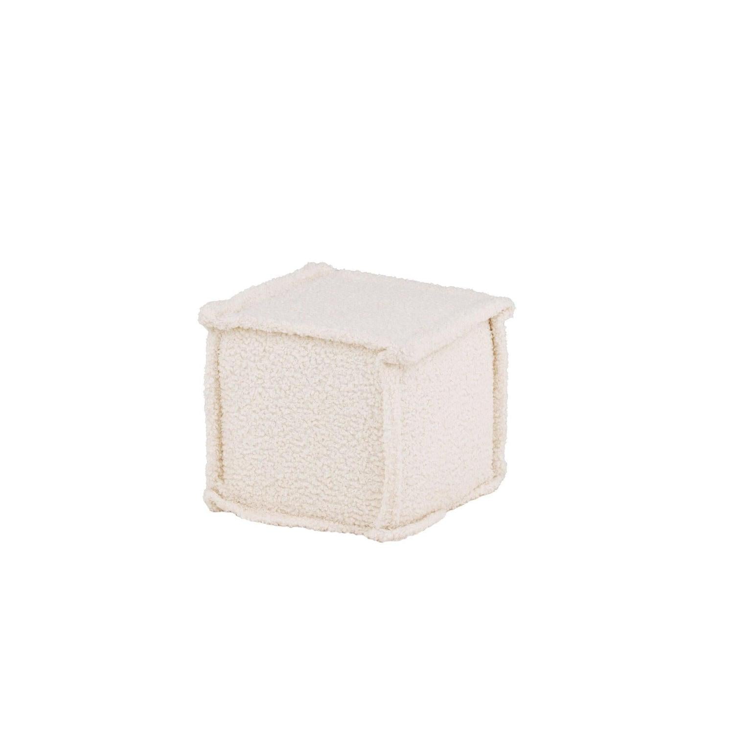Sitzpouf Hocker Castine aus Teddy - Stoff / Bouclé - WeißPouf