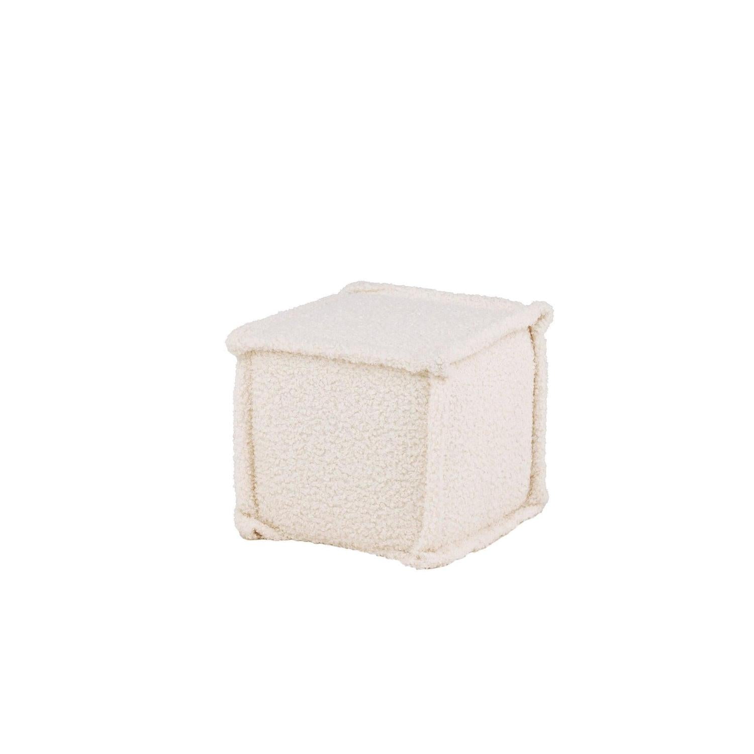Sitzpouf Hocker Castine aus Teddy - Stoff / Bouclé - WeißPouf