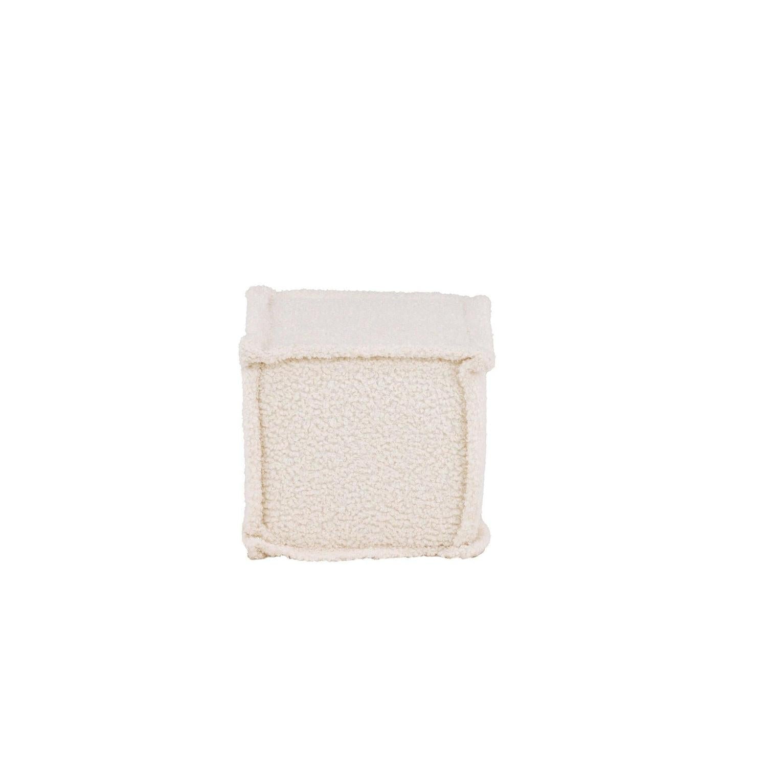 Sitzpouf Hocker Castine aus Teddy - Stoff / Bouclé - WeißPouf