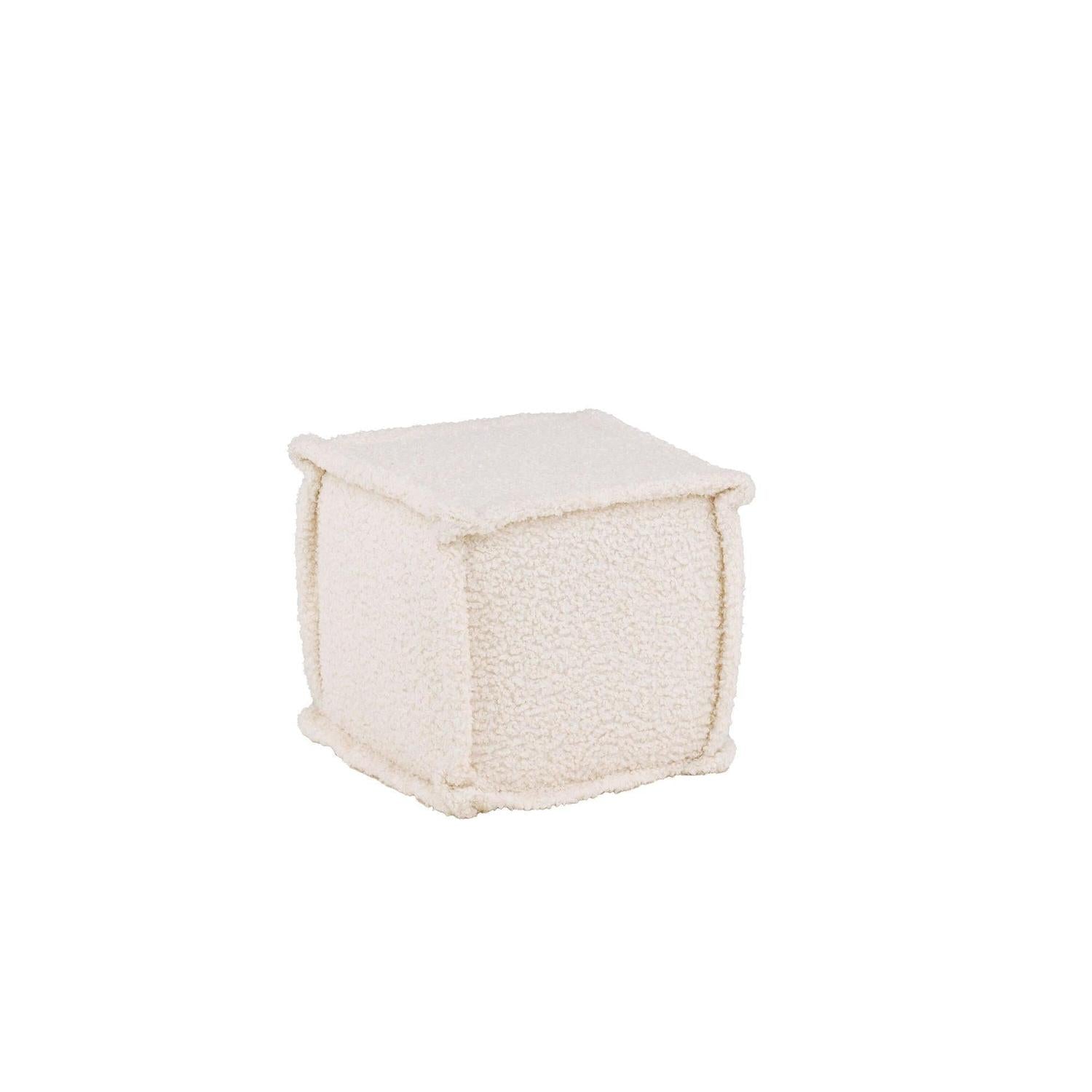 Sitzpouf Hocker Castine aus Teddy - Stoff / Bouclé - WeißPouf