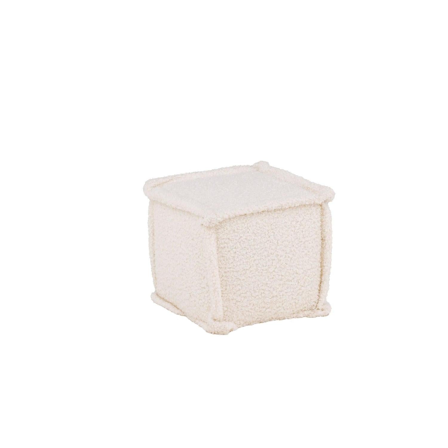 Sitzpouf Hocker Castine aus Teddy - Stoff / Bouclé - WeißPouf