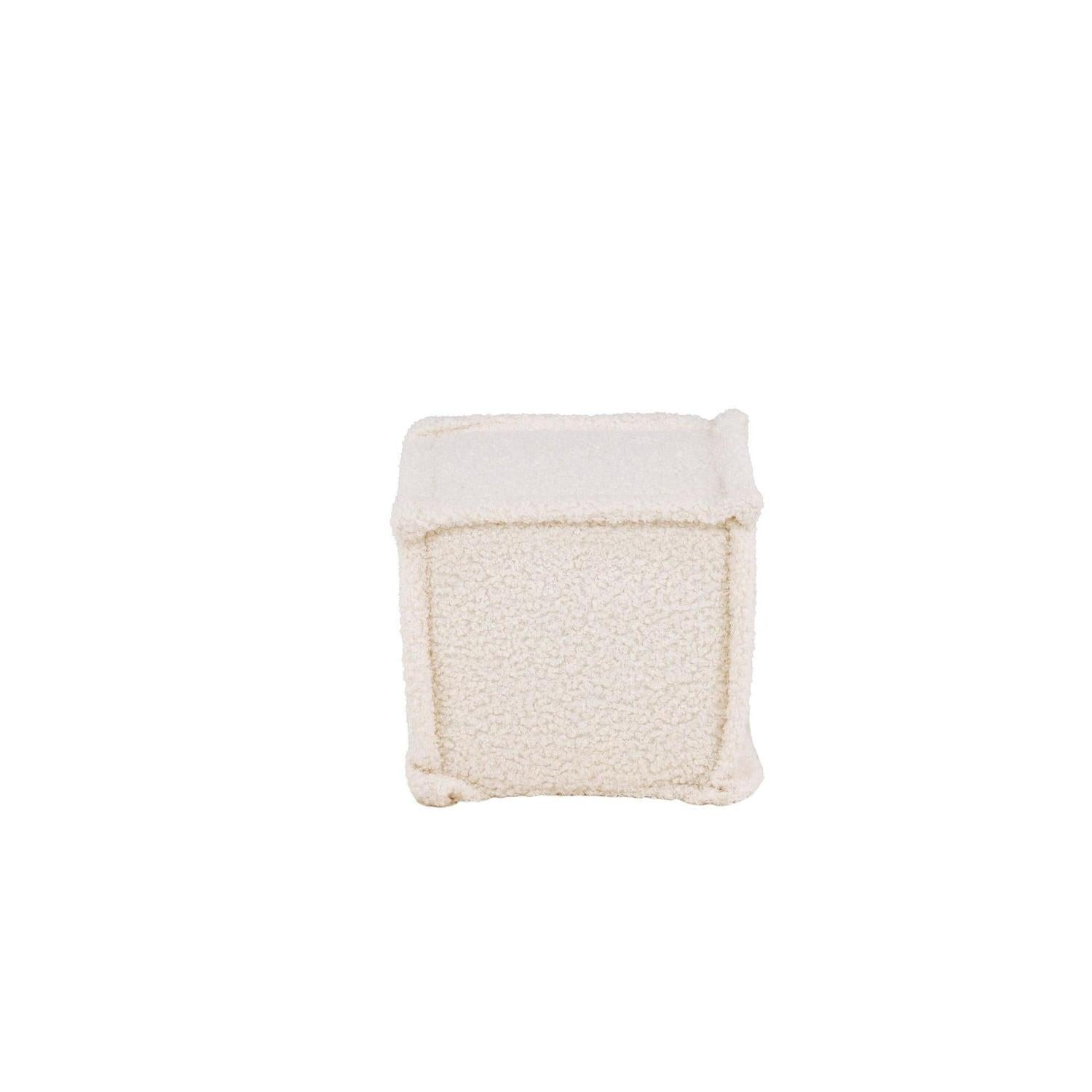 Sitzpouf Hocker Castine aus Teddy - Stoff / Bouclé - WeißPouf