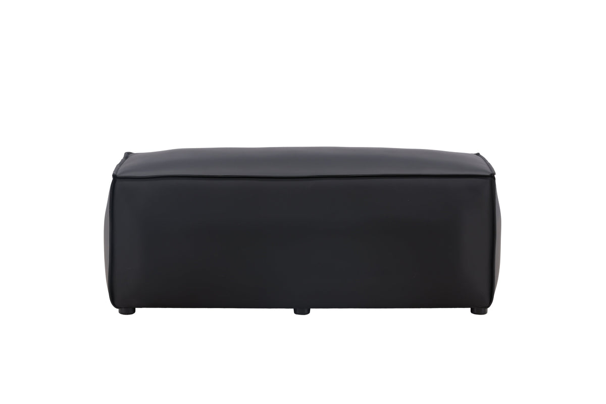 Sitzpouf Palermo aus Kunstleder mit Kunstlederbezug - Schwarz-Poufs-Venture Home-le canapé