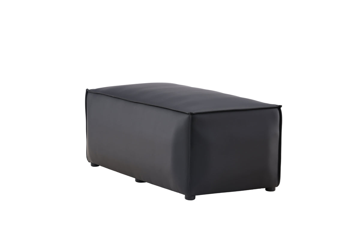 Sitzpouf Palermo aus Kunstleder mit Kunstlederbezug - Schwarz-Poufs-Venture Home-le canapé
