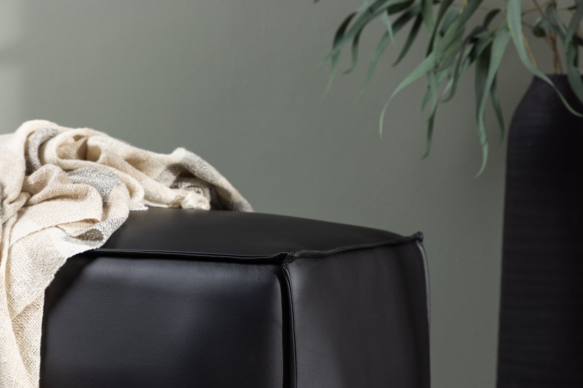 Sitzpouf Palermo aus Kunstleder mit Kunstlederbezug - Schwarz-Poufs-Venture Home-le canapé
