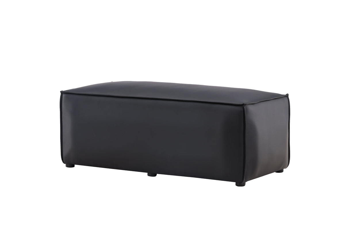 Sitzpouf Palermo aus Kunstleder mit Kunstlederbezug - Schwarz-Poufs-Venture Home-le canapé