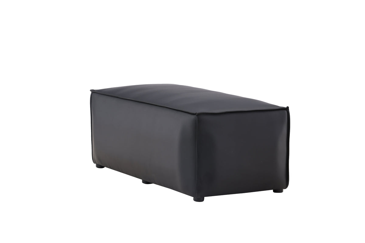 Sitzpouf Palermo aus Kunstleder mit Kunstlederbezug - Schwarz-Poufs-Venture Home-le canapé