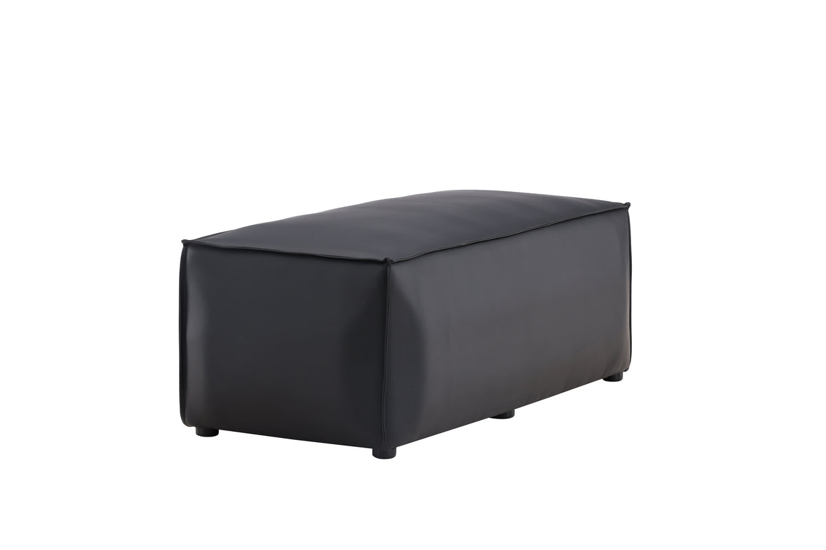 Sitzpouf Palermo aus Kunstleder mit Kunstlederbezug - Schwarz-Poufs-Venture Home-le canapé