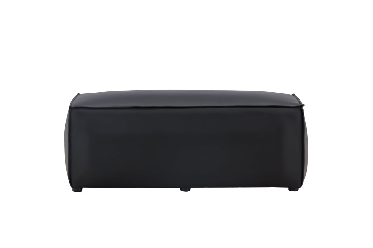 Sitzpouf Palermo aus Kunstleder mit Kunstlederbezug - Schwarz-Poufs-Venture Home-le canapé