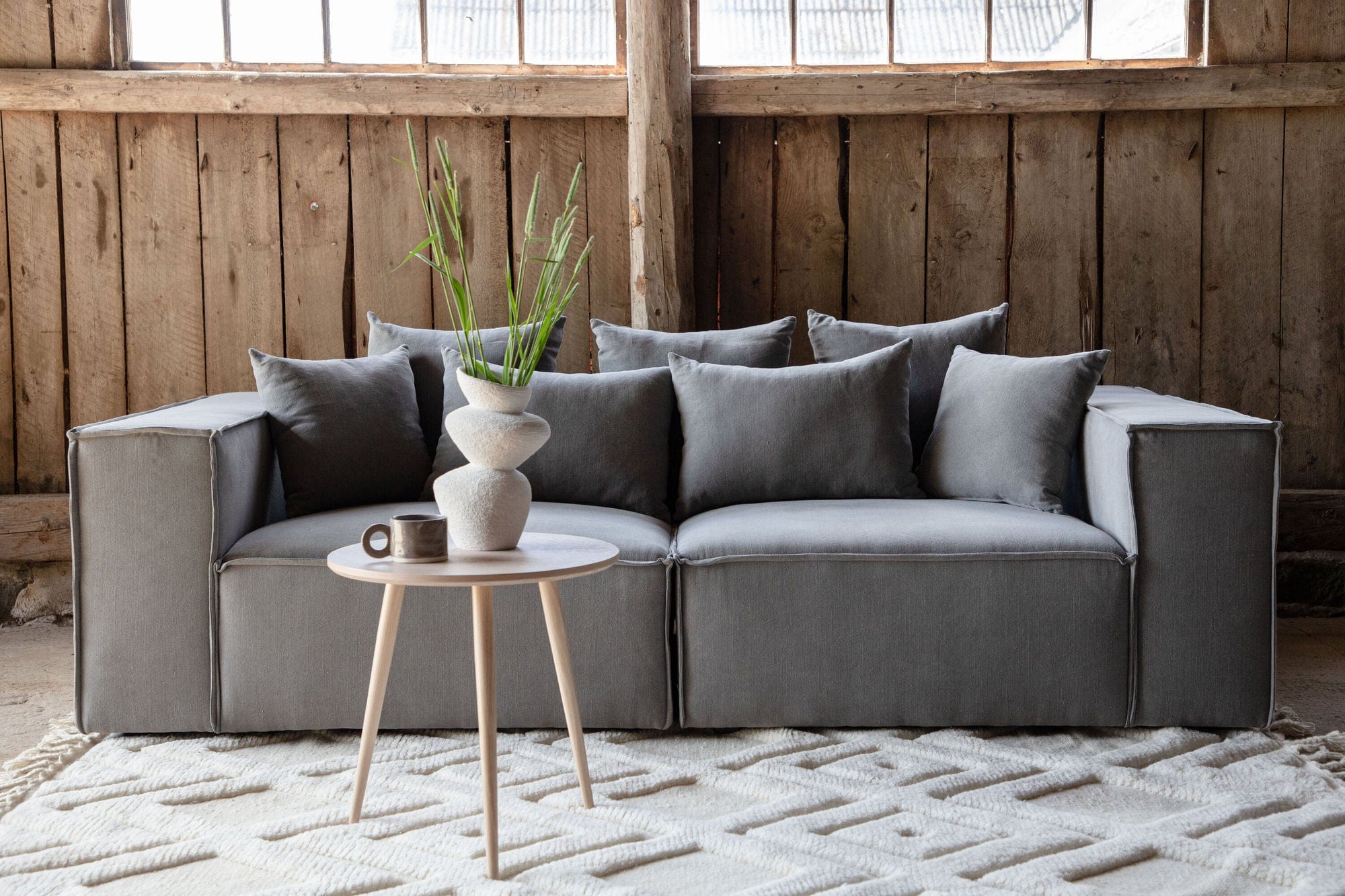 Gillholmen 3 - Sitzer Sofa aus Leinen - GrauEinzelsofas