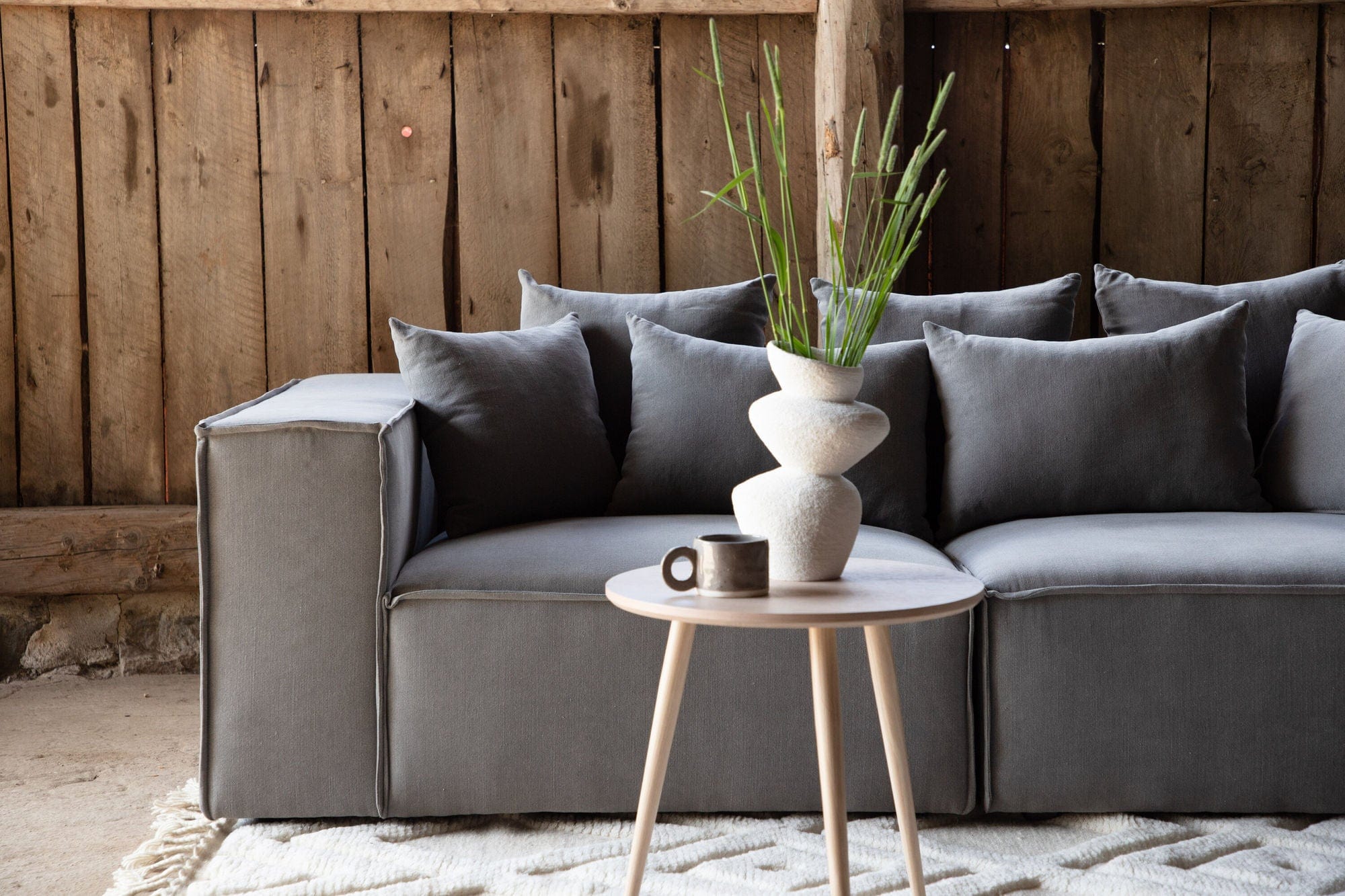 Gillholmen 3 - Sitzer Sofa aus Leinen - GrauEinzelsofas
