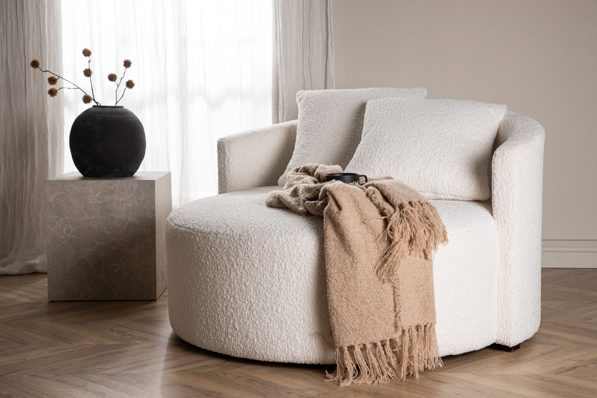 Kelso Sofa XL Loungesessel aus Teddy - Bouclé - Stoff - WeißSofa