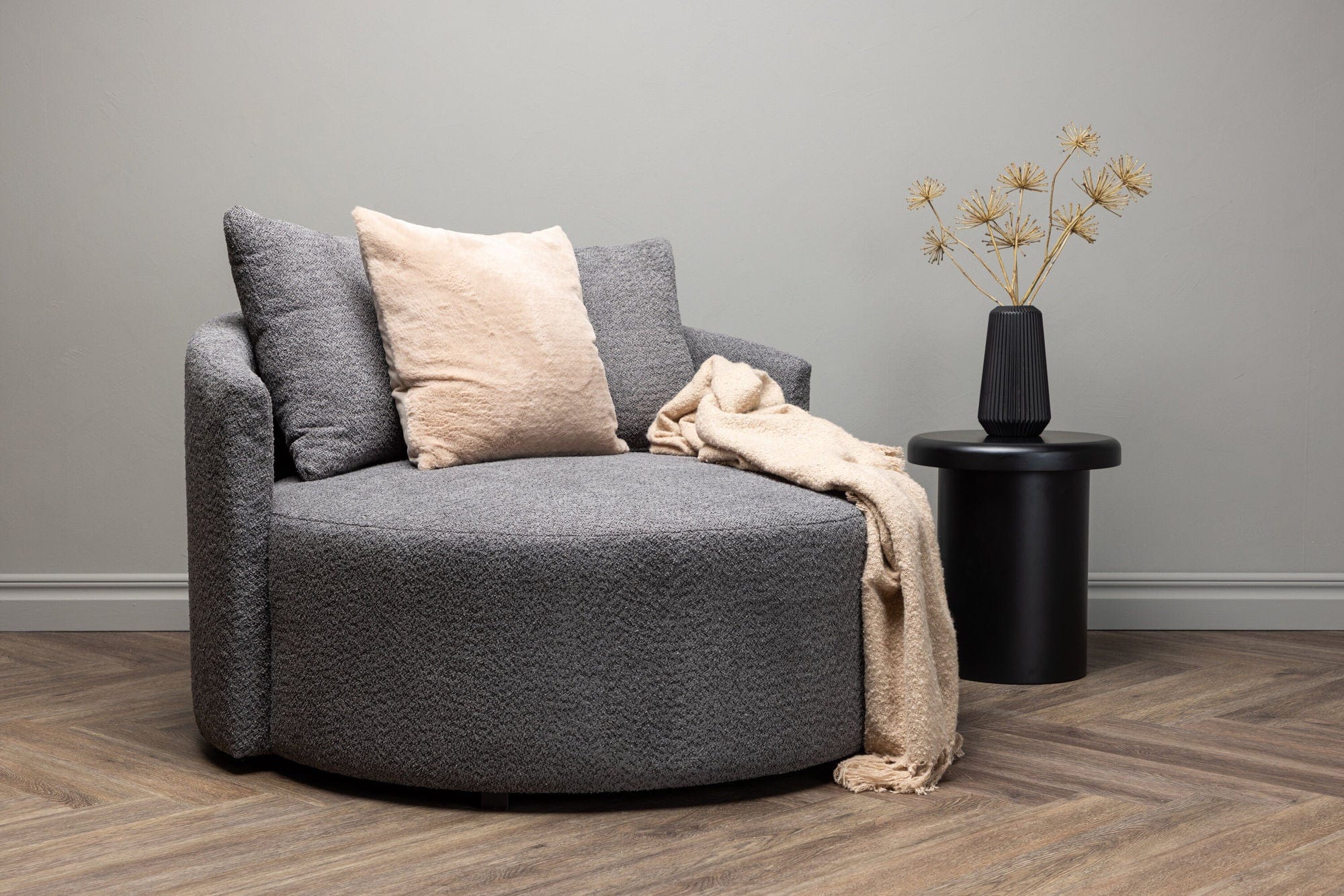 Kelso Sofa XL Loungesessel aus Fleece - GrauSofa
