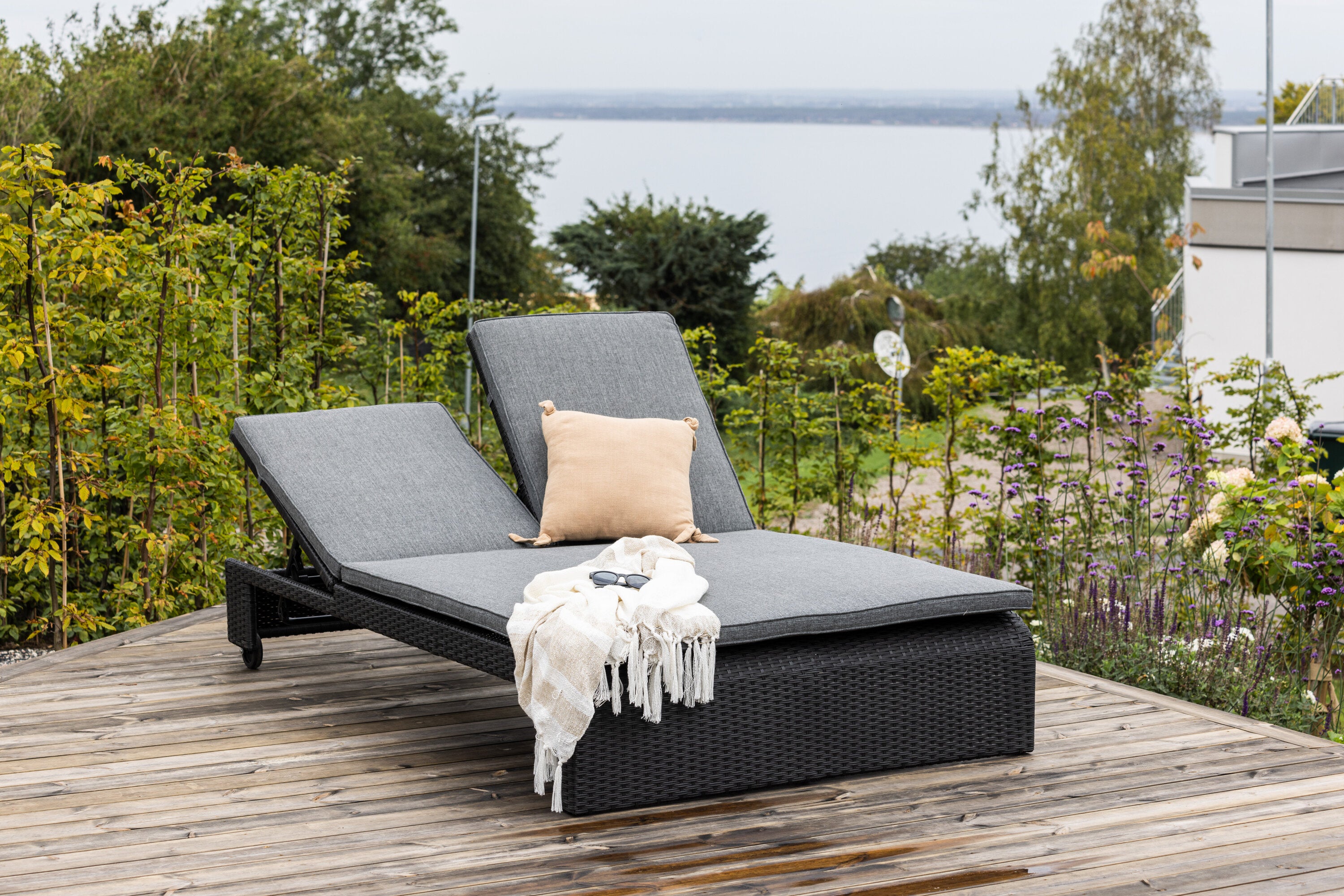 Sonnenliege London aus Polyrattan - Grau-Sonnenliegen-Venture Home-le canapé