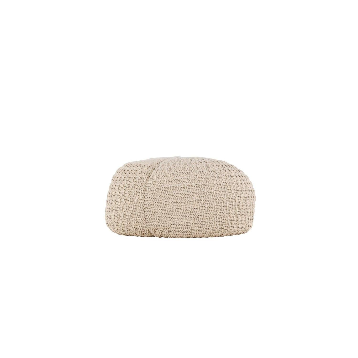 Strickpouf Sam Ø45cm - Beige-Strickpouf-Venture Home-le canapé