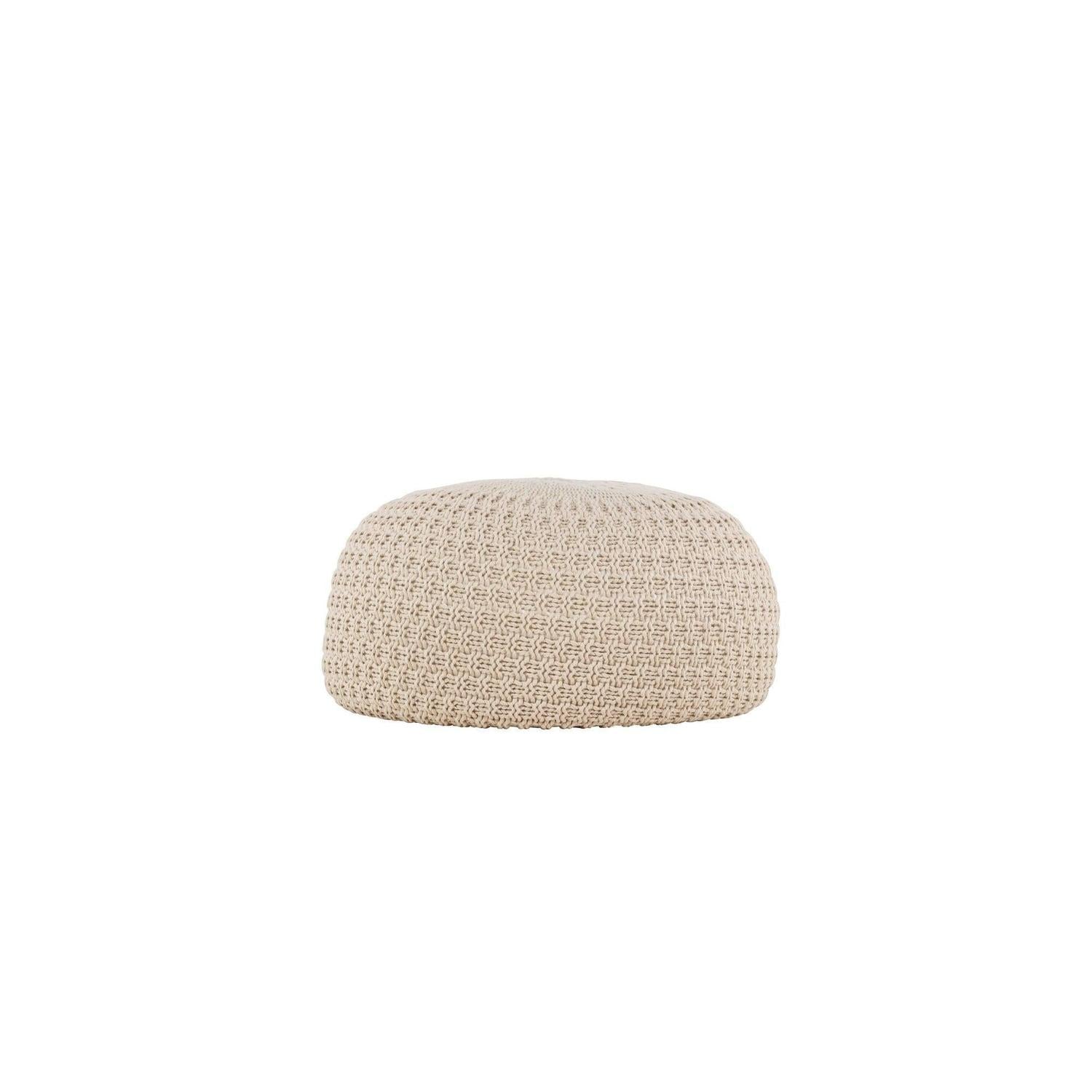Strickpouf Sam Ø45cm - Beige-Strickpouf-Venture Home-le canapé