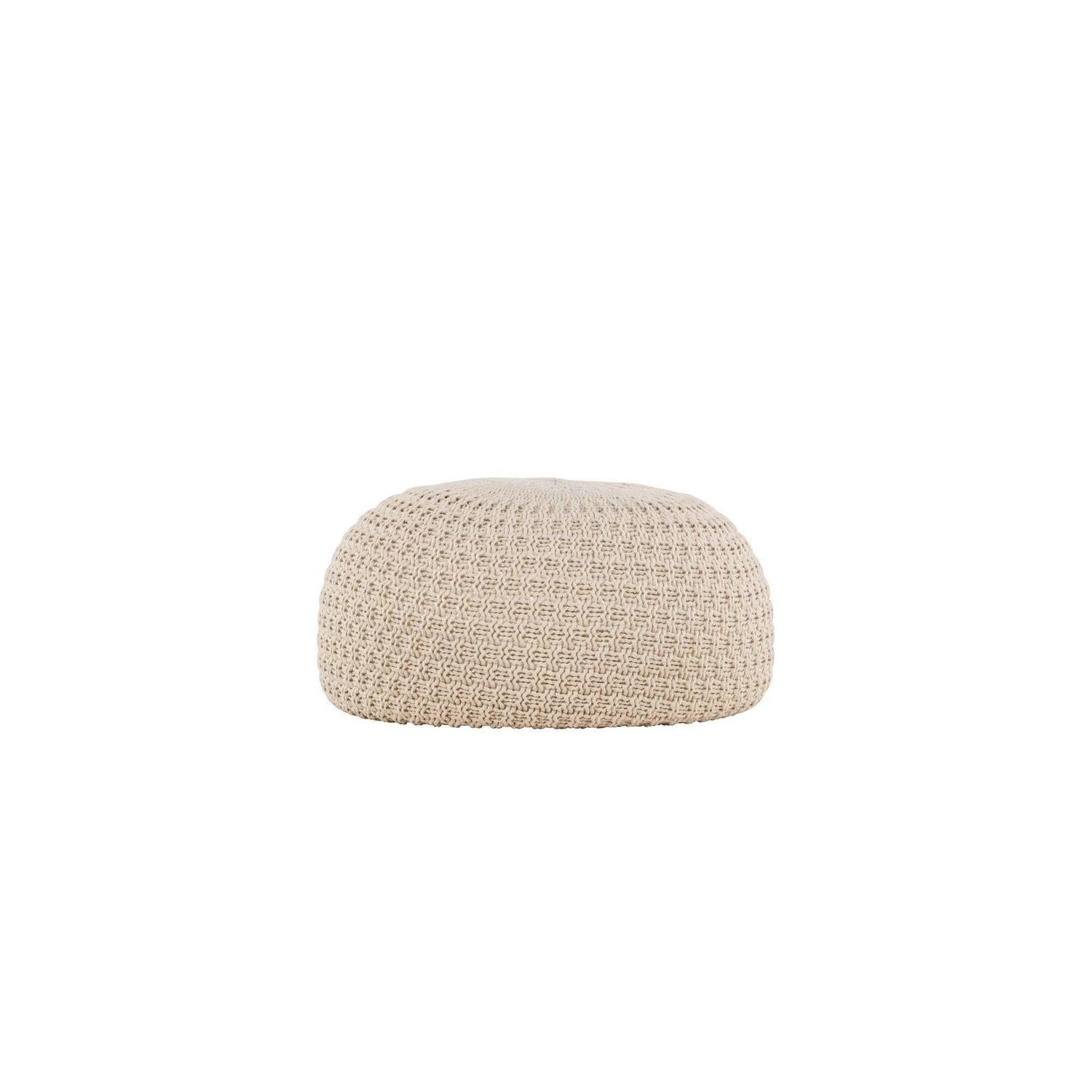 Strickpouf Sam Ø45cm - Beige-Strickpoufs-Venture Home-le canapé