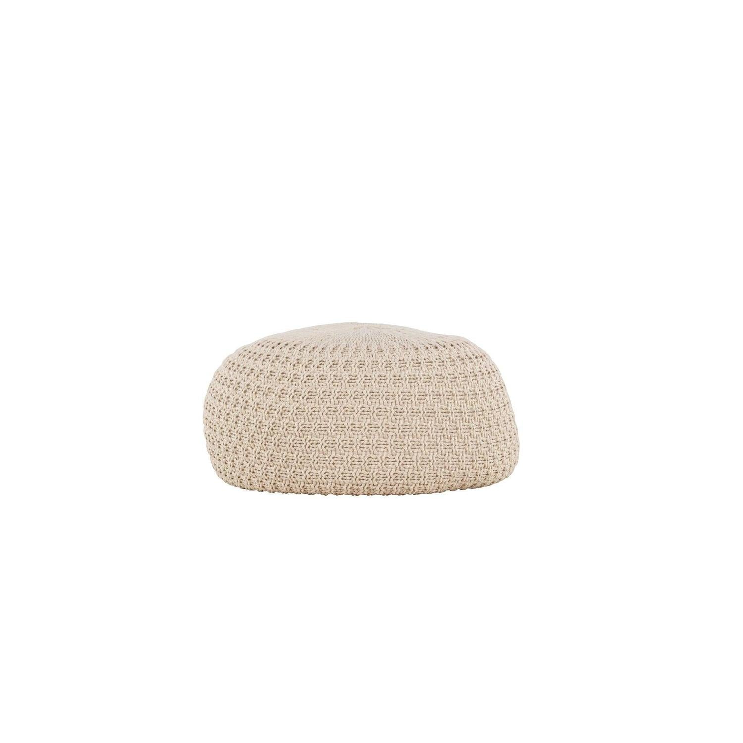 Strickpouf Sam Ø45cm - Beige-Strickpoufs-Venture Home-le canapé