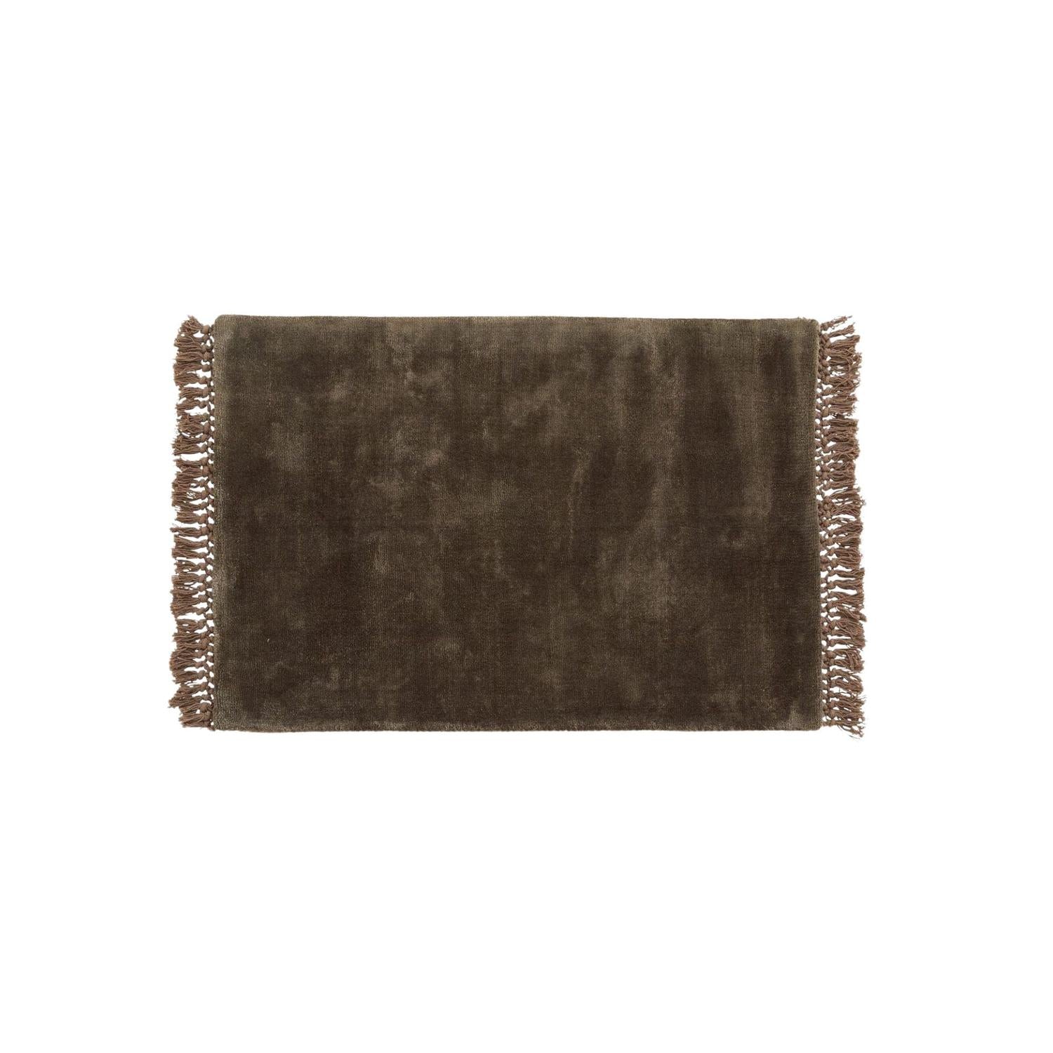 Teppich NOBLE mit Fransen 90*60cm - Braun / Grau