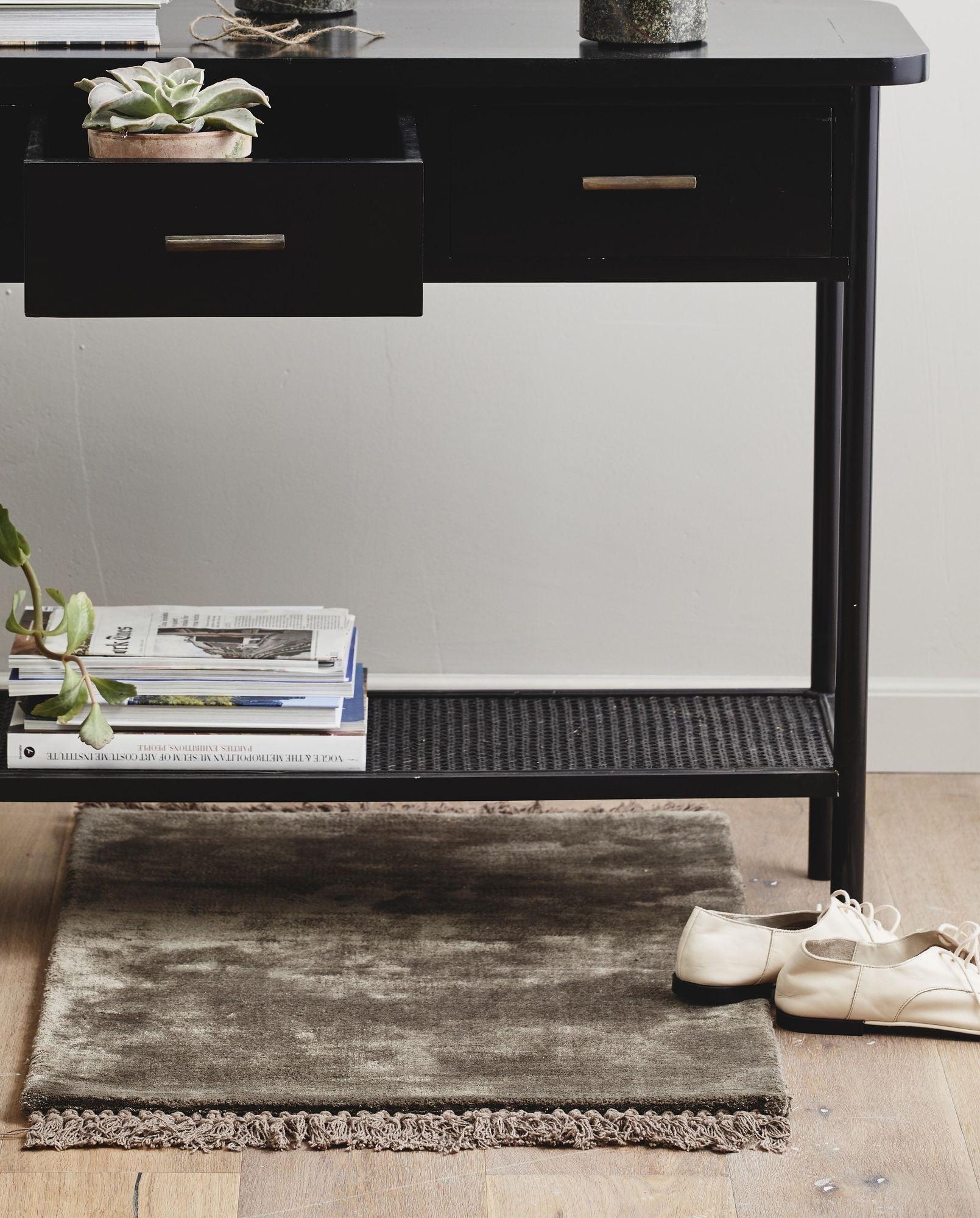 Teppich NOBLE mit Fransen 90*60cm - Braun/Grau-Teppiche-Nordal A/S-le canapé