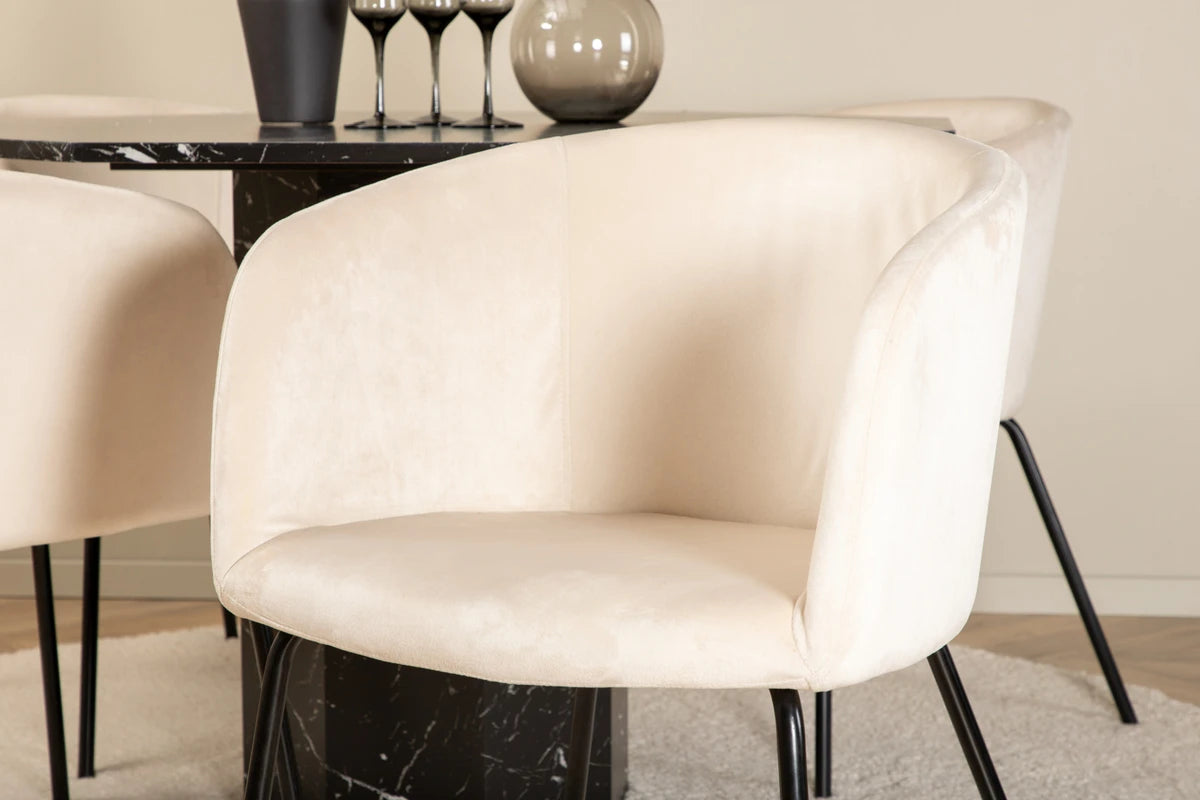 Essgruppe Esszimmertisch Marbs ⌀110cm mit Stühlen Berit - Beige - Venture Home - le canapé
