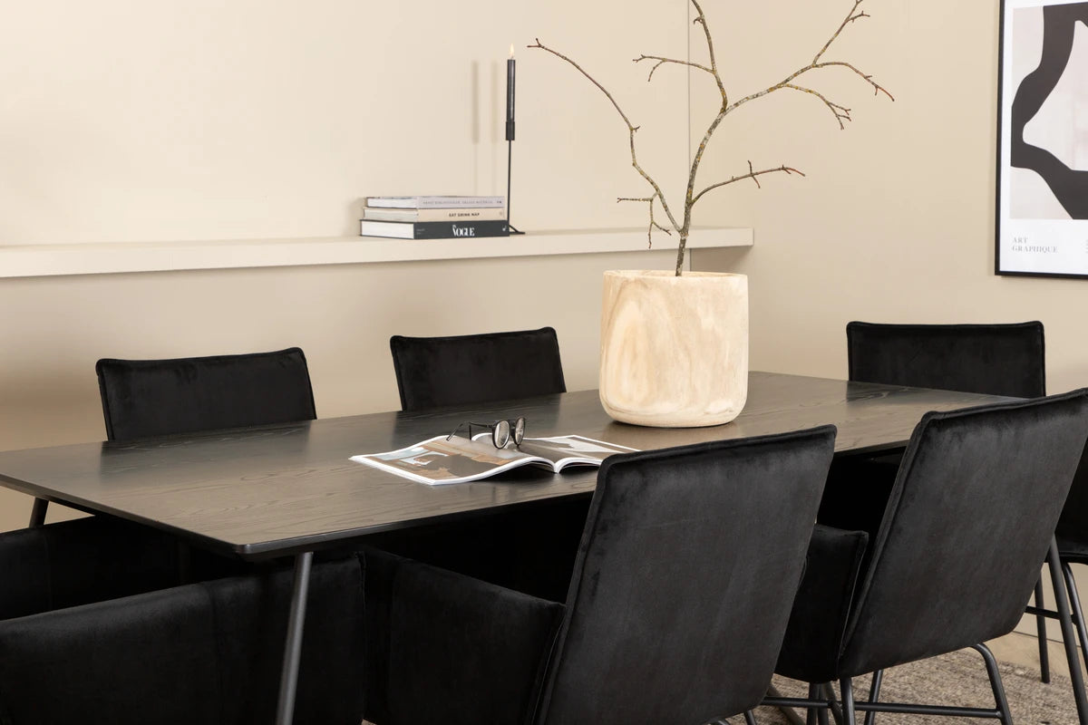 Essgruppe Esstisch Petra 190 x 90 mit Stühlen Petra - Schwarz - Venture Home - le canapé