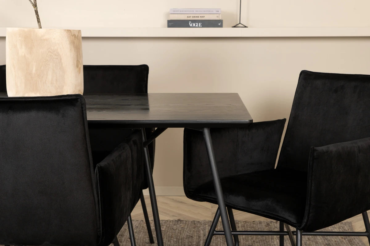 Essgruppe Esstisch Petra 190 x 90 mit Stühlen Petra - Schwarz - Venture Home - le canapé