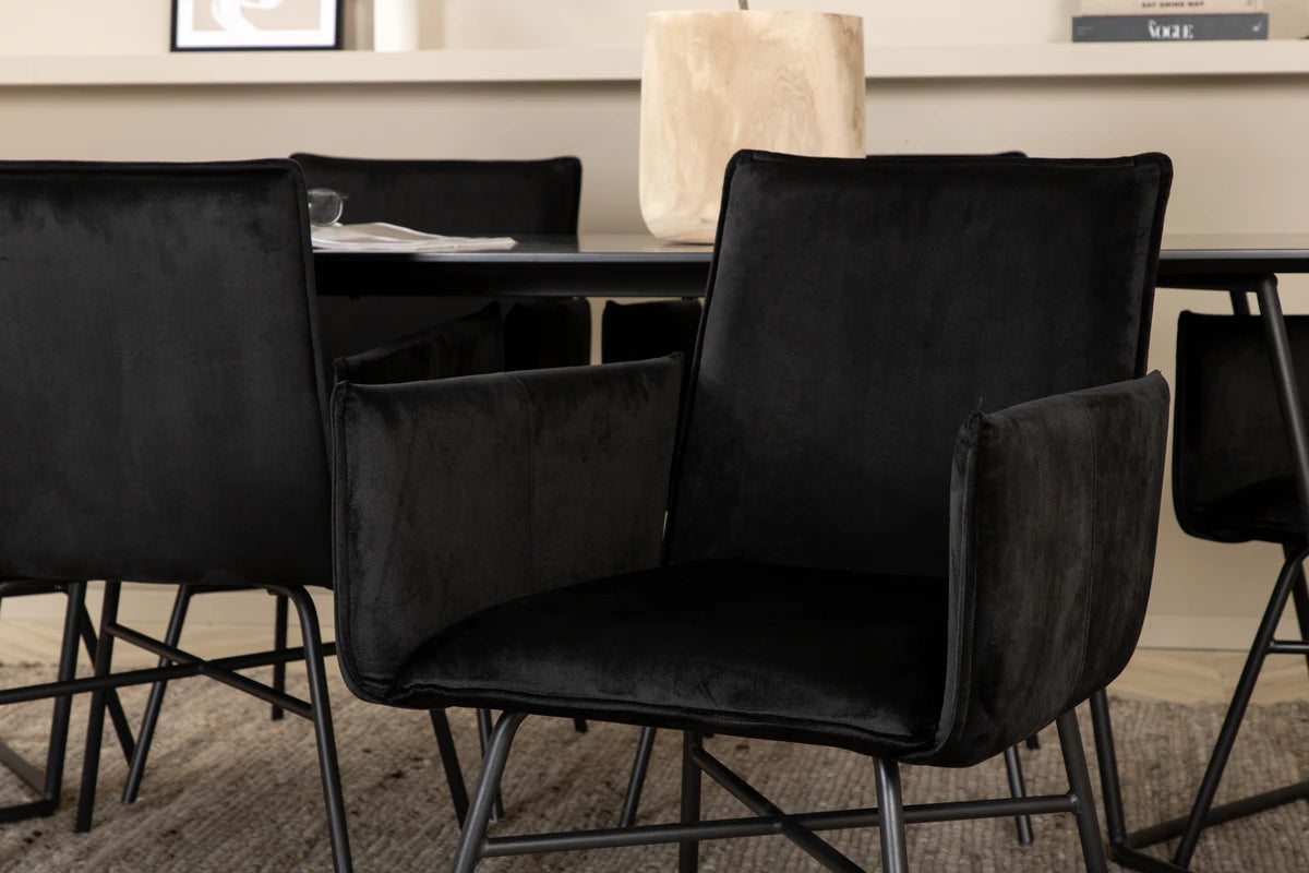 Essgruppe Esstisch Petra 190 x 90 mit Stühlen Petra - Schwarz - Venture Home - le canapé