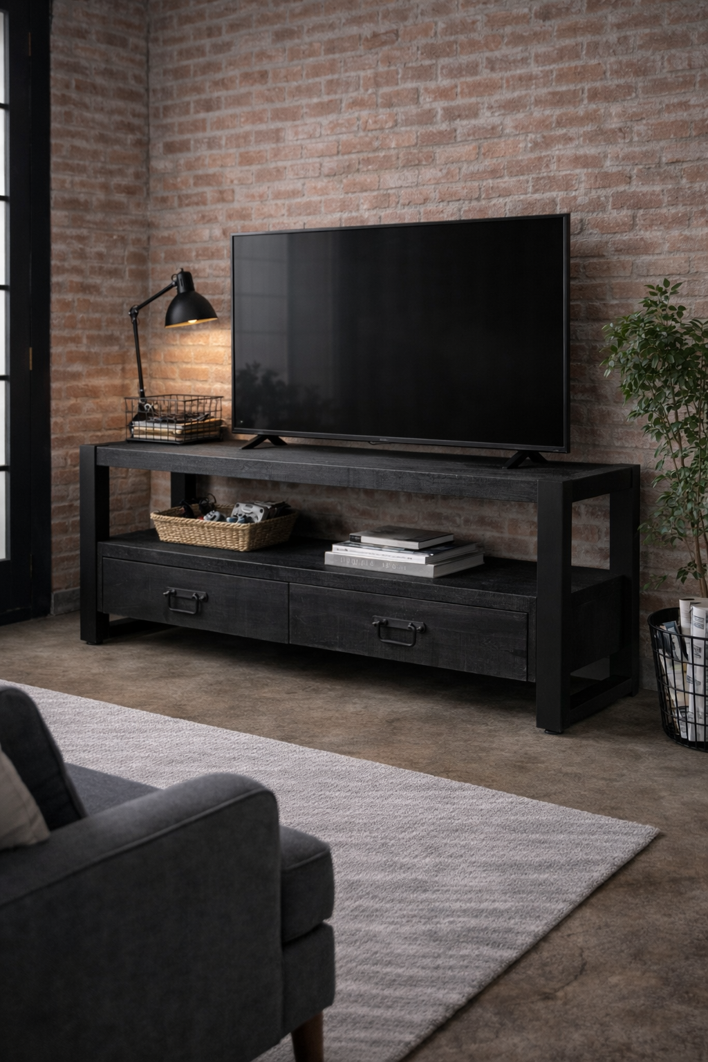 TV-Lowboard Britt aus Mangoholz 120cm - Schwarz-TV-lowboards-Benoa-le canapé