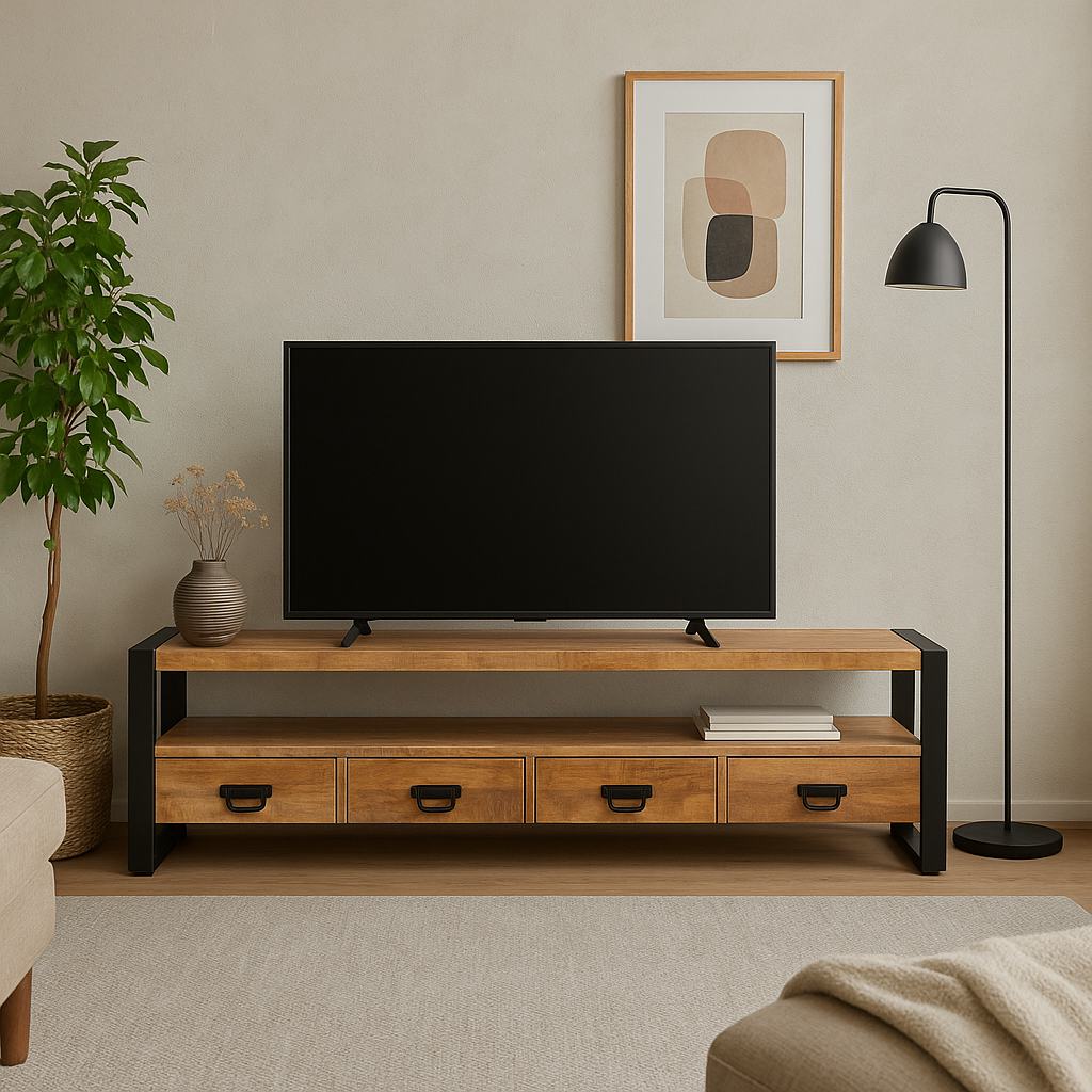 TV-Lowboard Britt aus Mangoholz 180cm - Braun-TV-lowboards-Benoa-le canapé