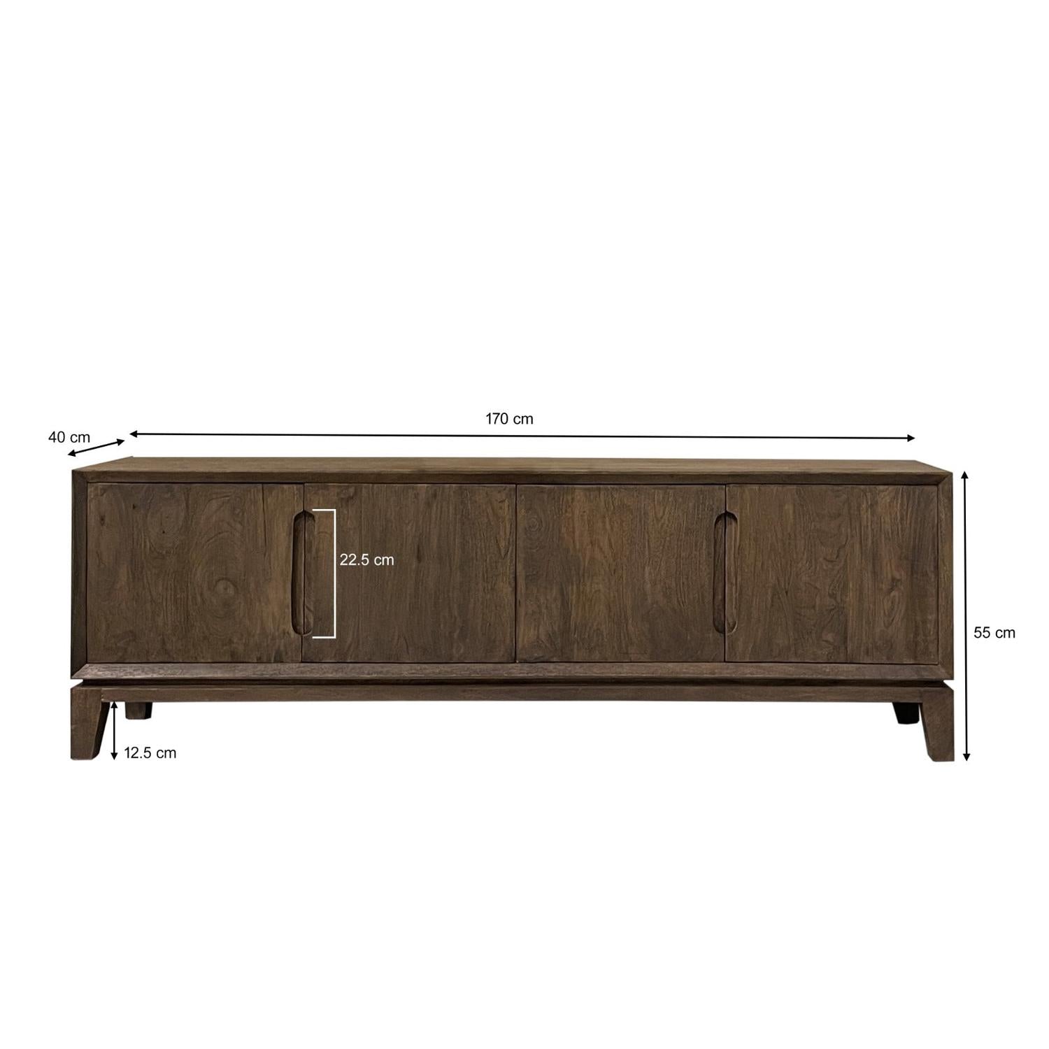 TV-Lowboard Cortez aus Mangoholz 170cm - Dunkelbraun-TV-lowboards-Livingfurn-le canapé
