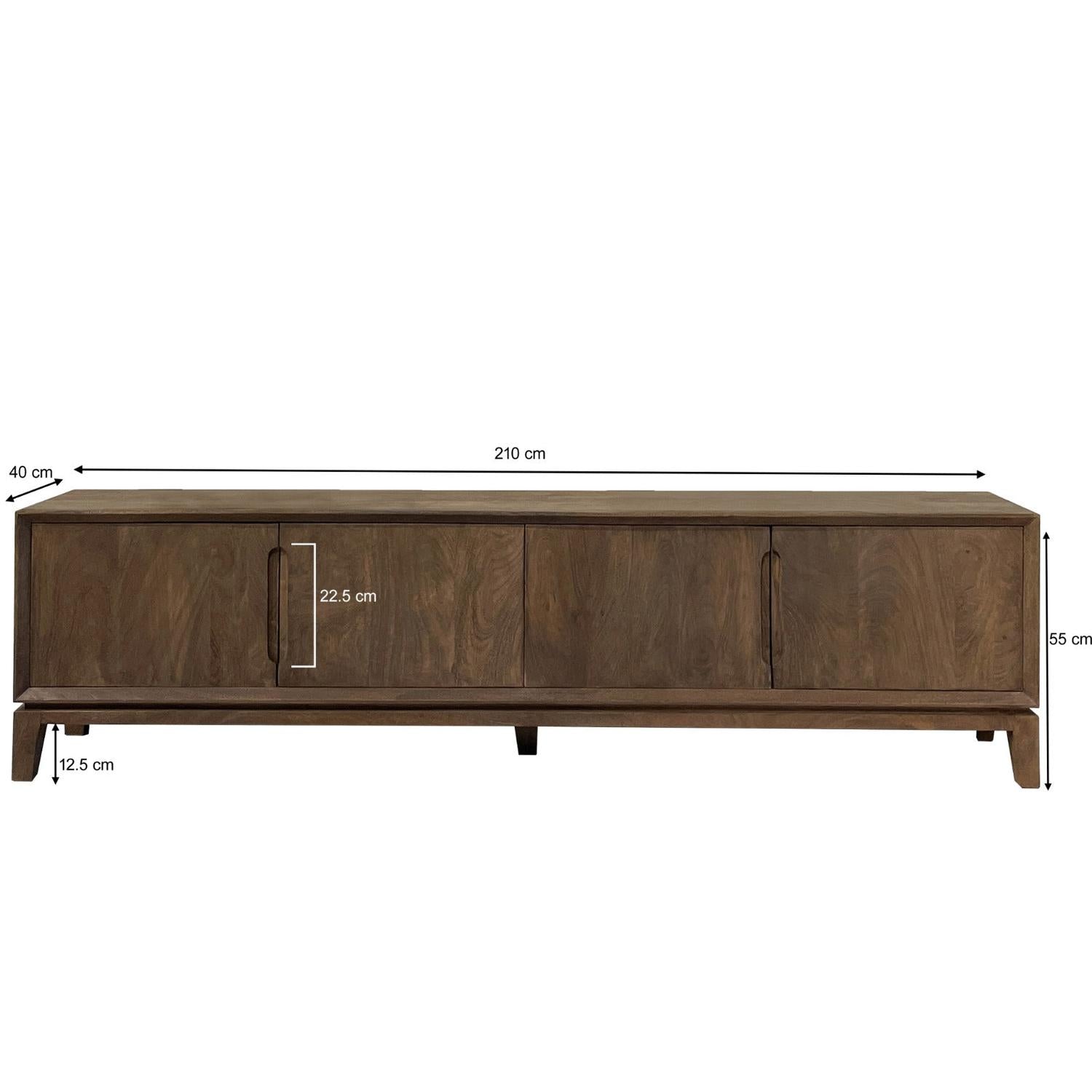 TV-Lowboard Cortez aus Mangoholz 210cm - Dunkelbraun-TV-lowboards-Livingfurn-le canapé